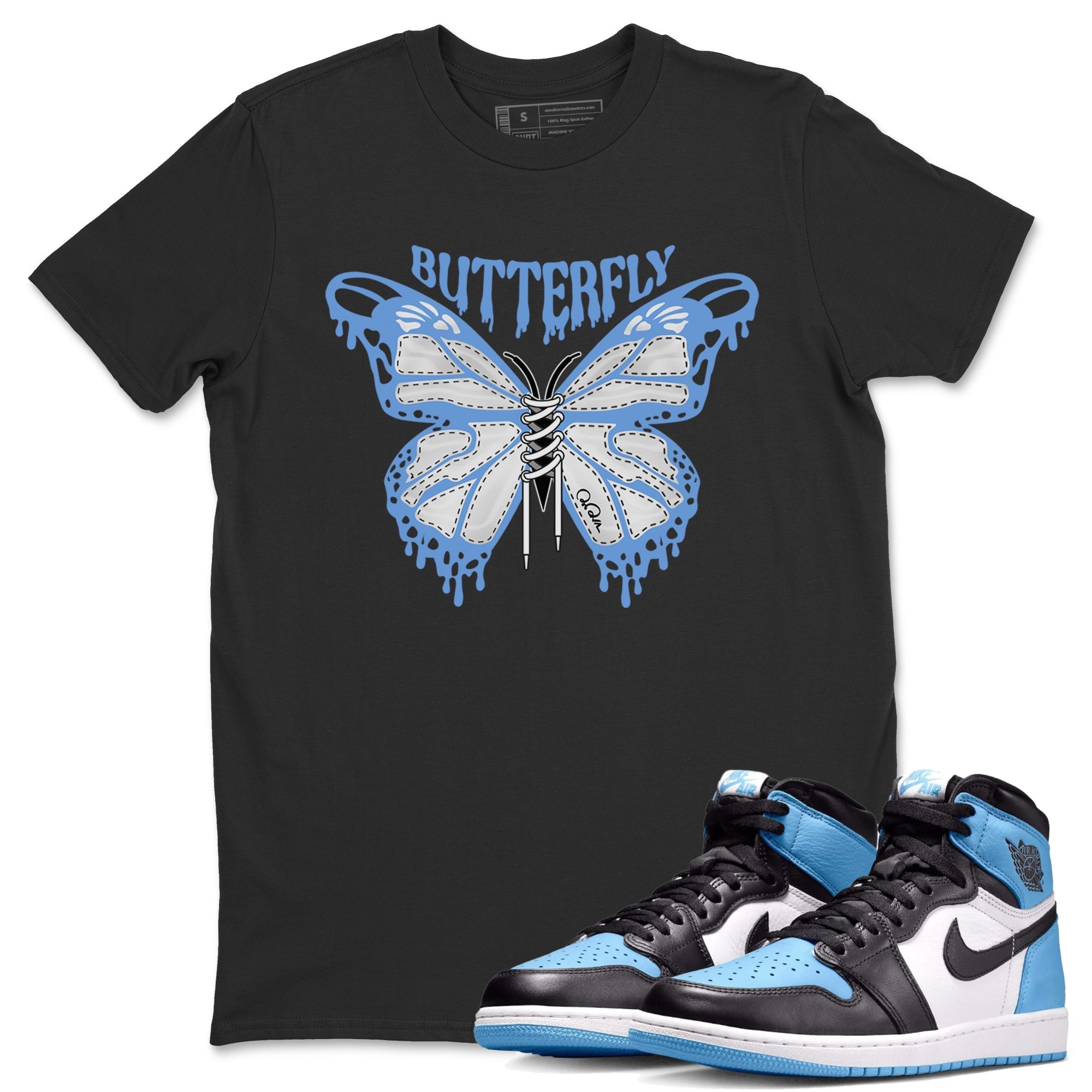 Butterfly Unisex Tops - Air Jordan 1 UNC Toe