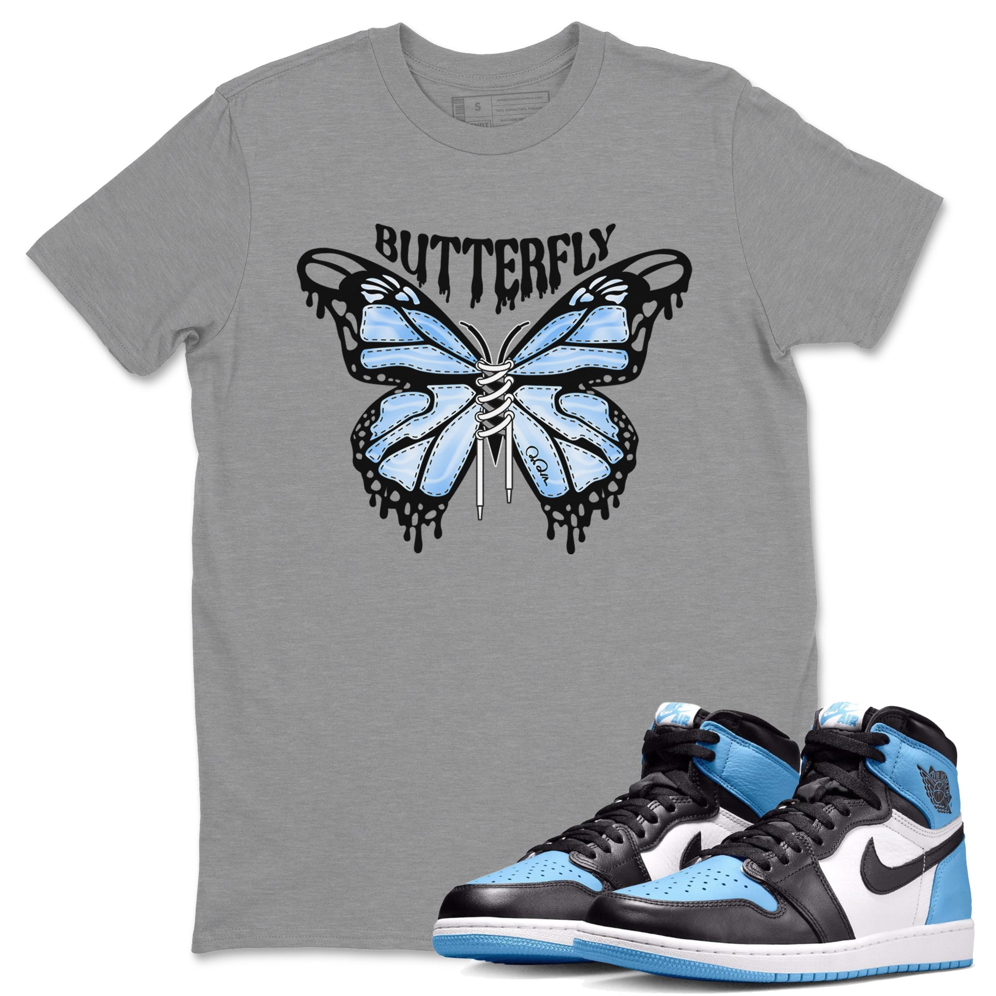 Butterfly Unisex Tops - Air Jordan 1 UNC Toe