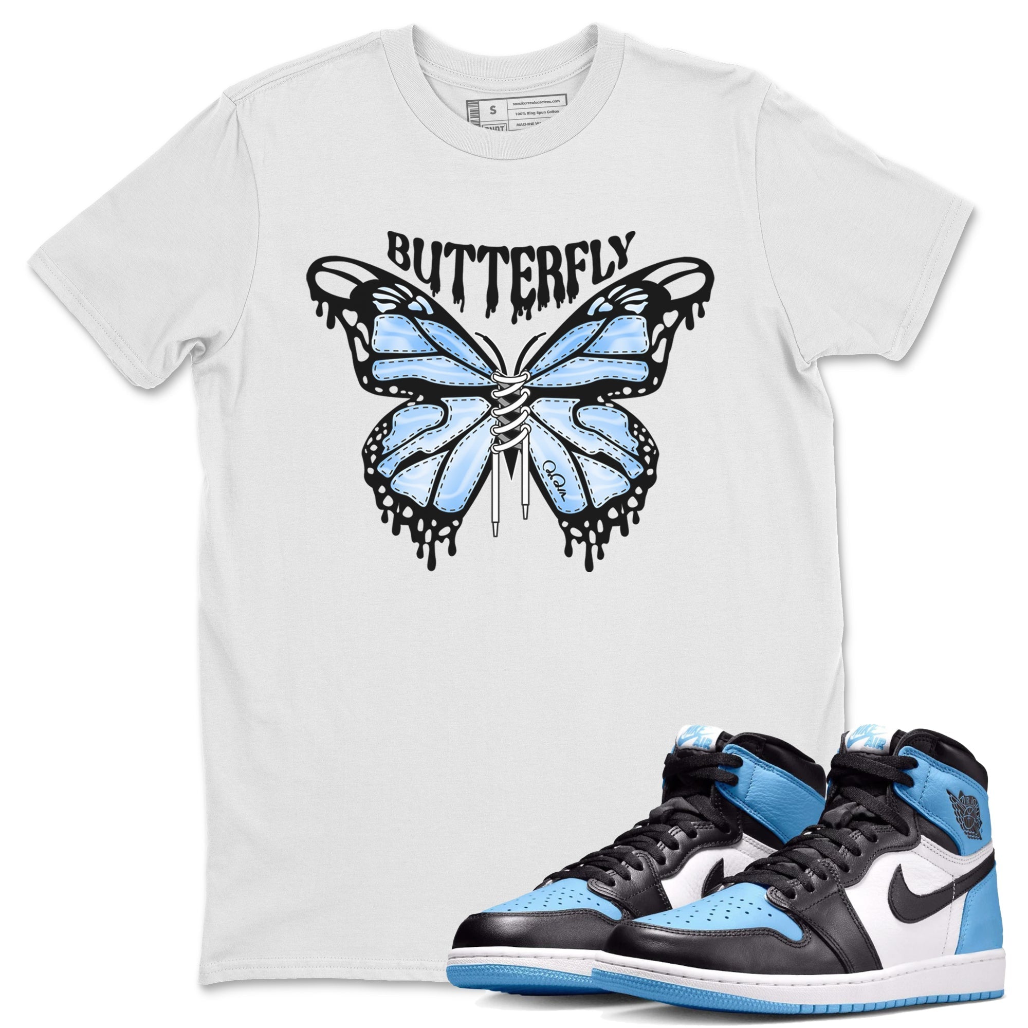 Butterfly Unisex Tops - Air Jordan 1 UNC Toe