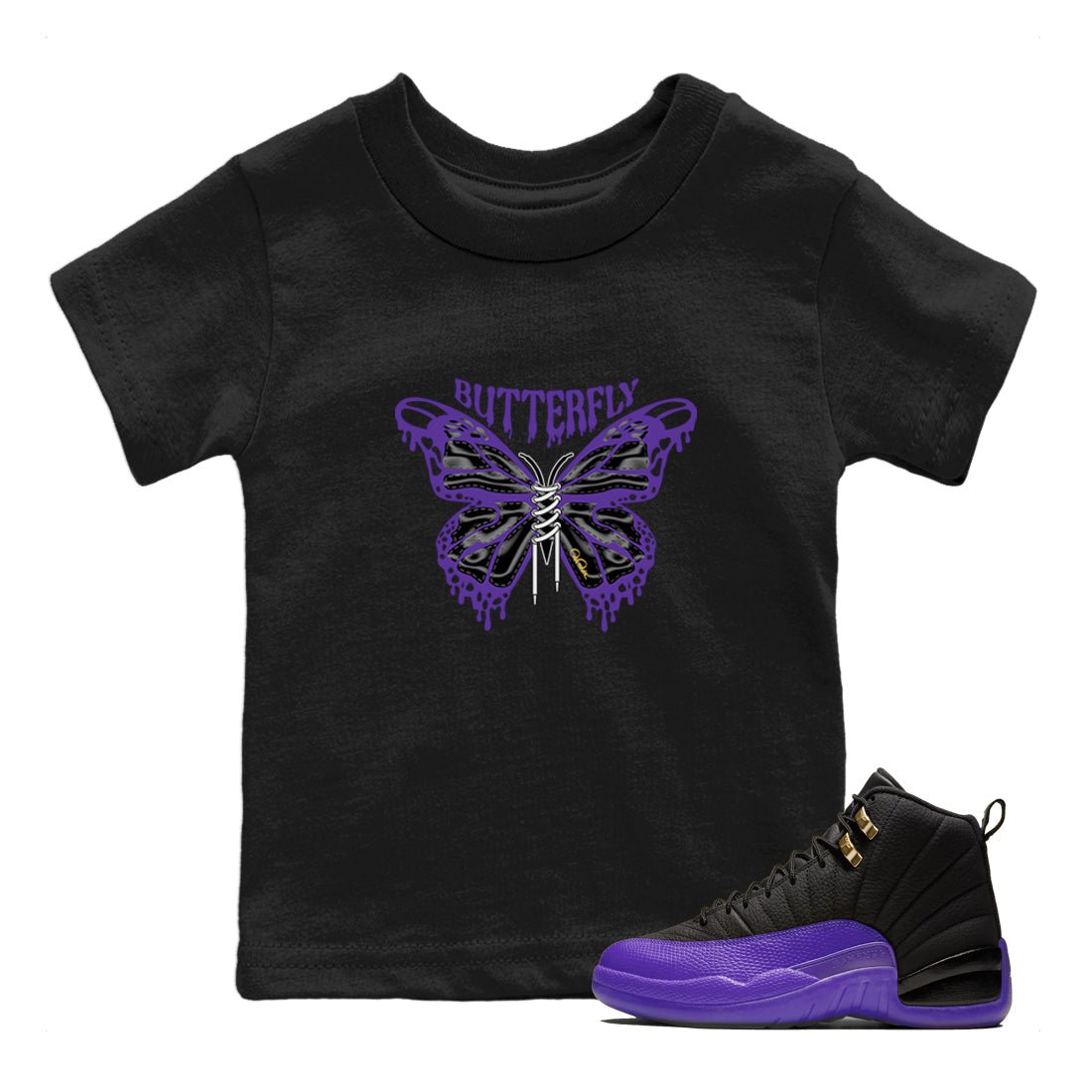 Butterfly Kids Tops - Air Jordan 12 Field Purple