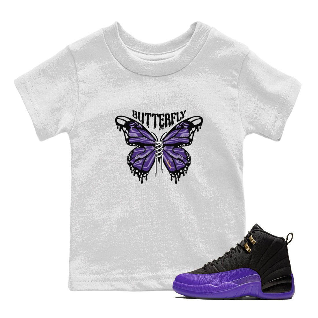 Butterfly Kids Tops - Air Jordan 12 Field Purple