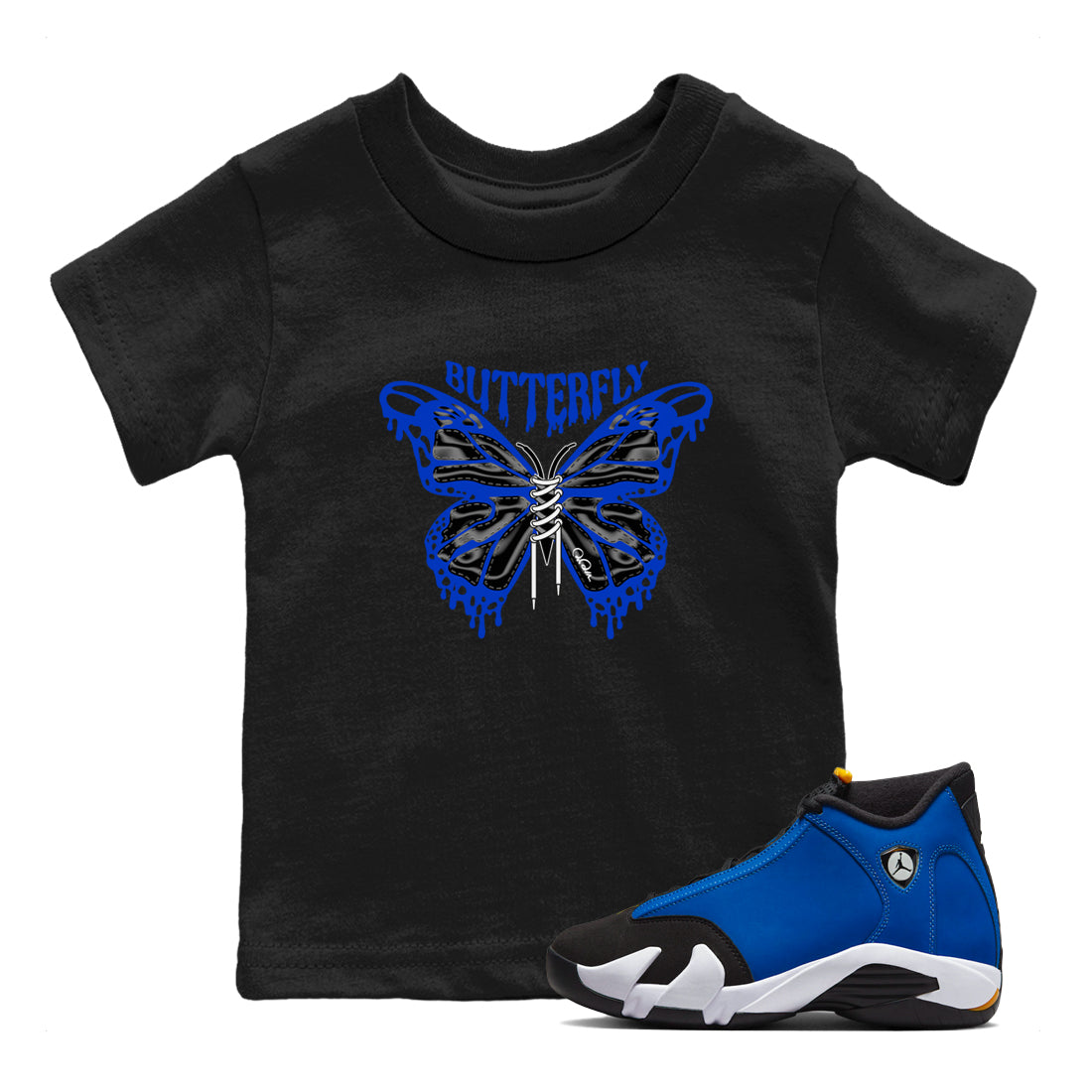 Butterfly Kids Tops - Air Jordan 14 Laney