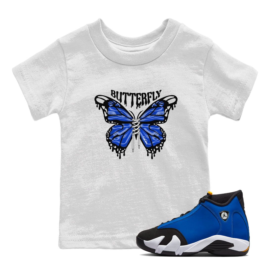 Butterfly Kids Tops - Air Jordan 14 Laney