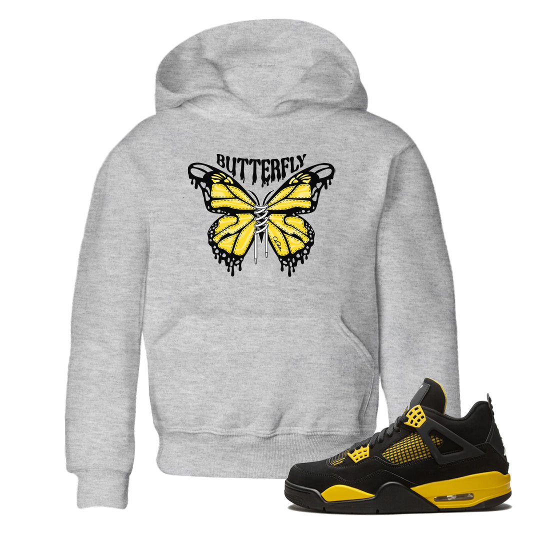 Butterfly Kids Tops - Air Jordan 4 Thunder