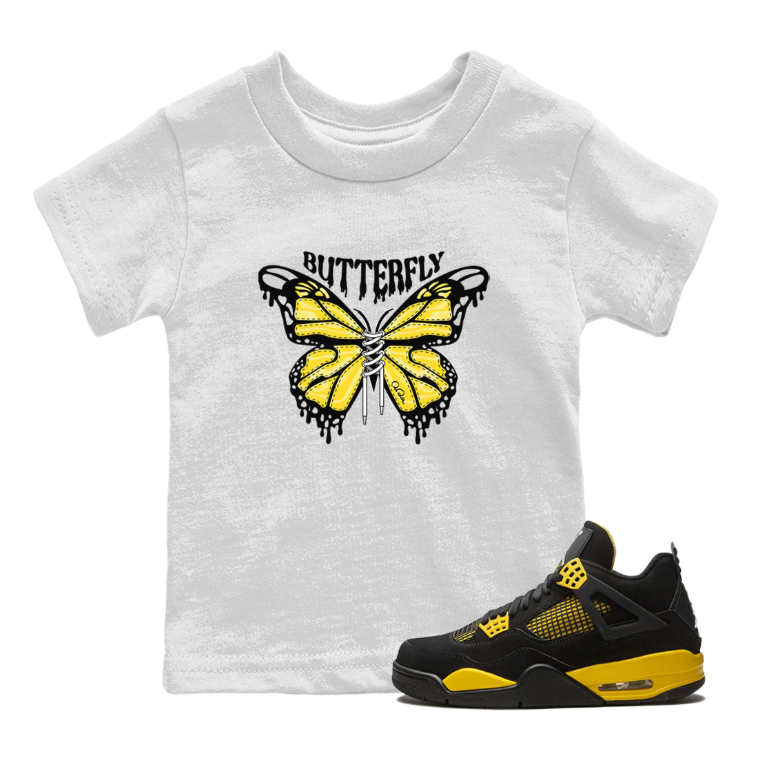 Butterfly Kids Tops - Air Jordan 4 Thunder