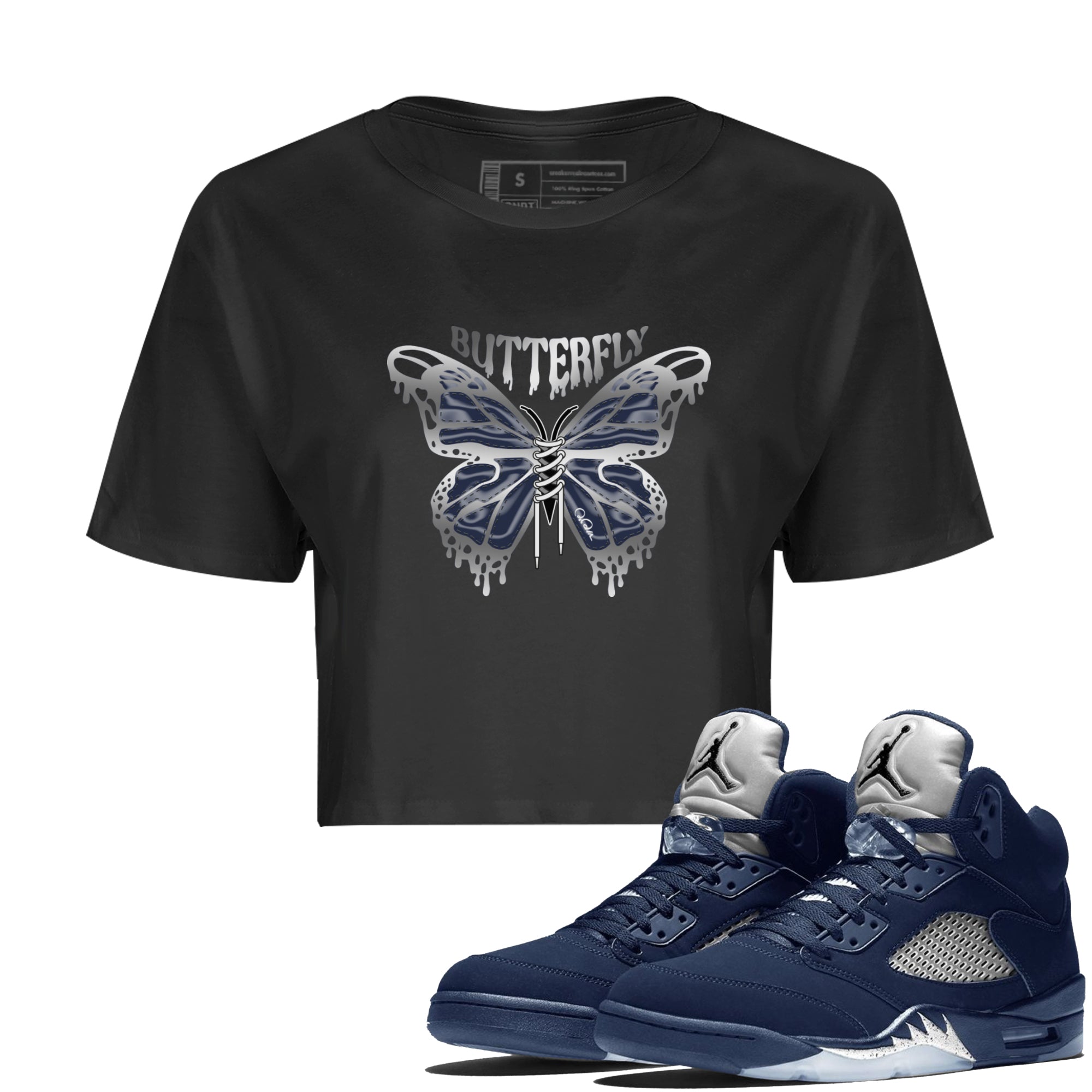 Butterfly Women's Tops - Air Jordan 5 Georgetown