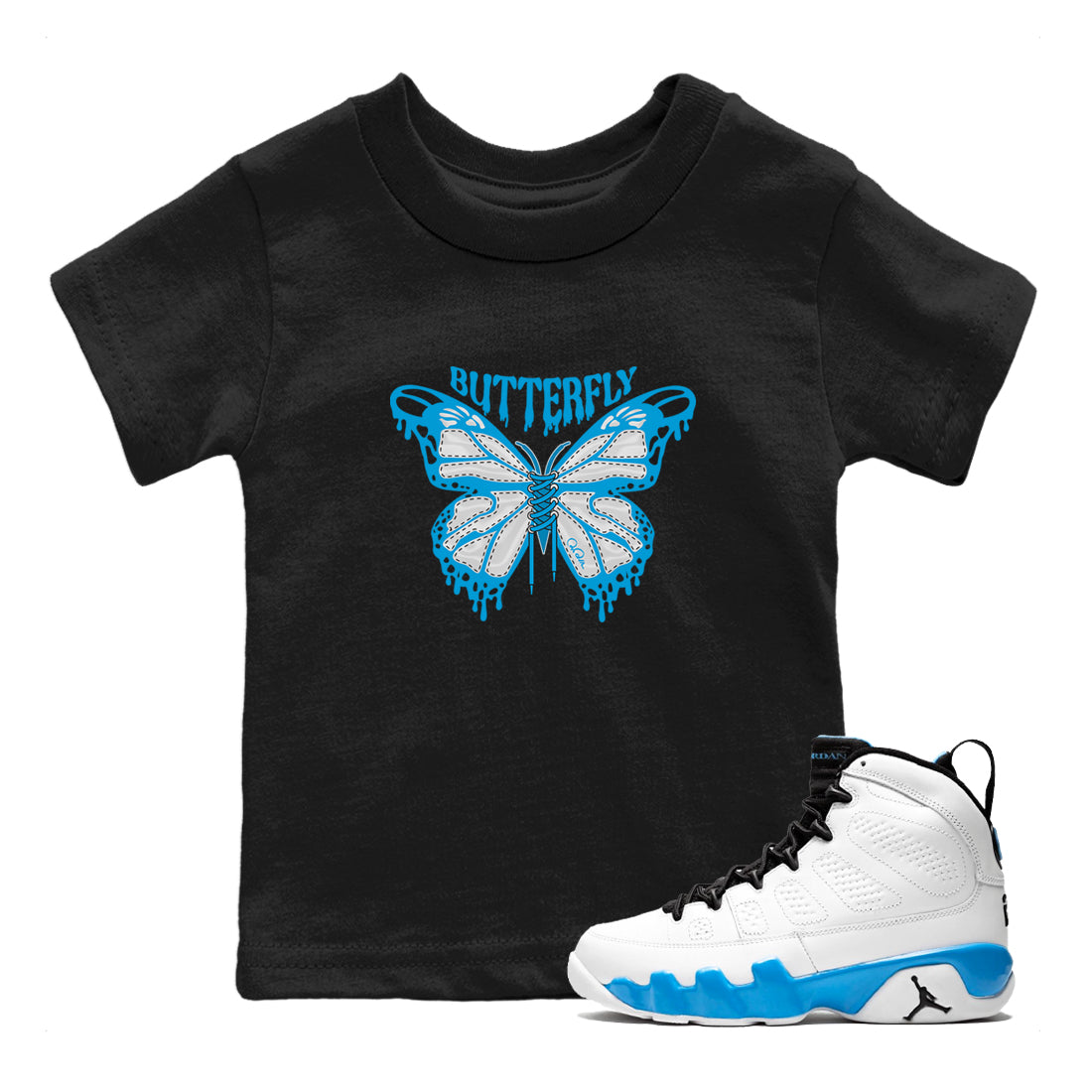 Butterfly snkmatch Tees Kids - Air Jordan 9 Powder Blue