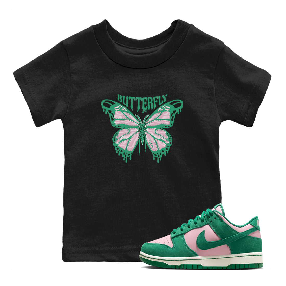Butterfly snkmatch Tees Kids - Dunk Medium Soft Pink Malachite