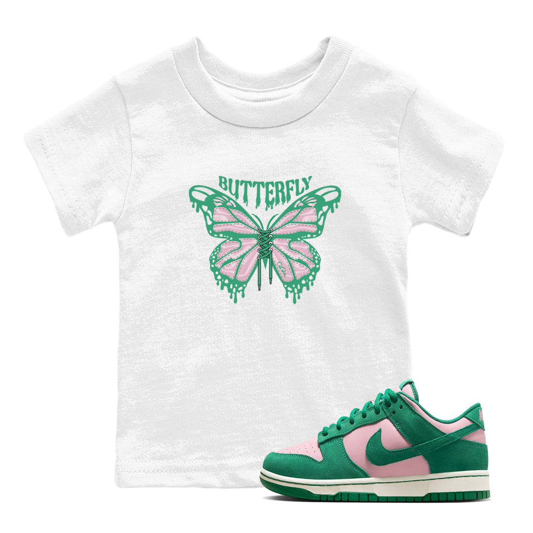 Butterfly snkmatch Tees Kids - Dunk Medium Soft Pink Malachite