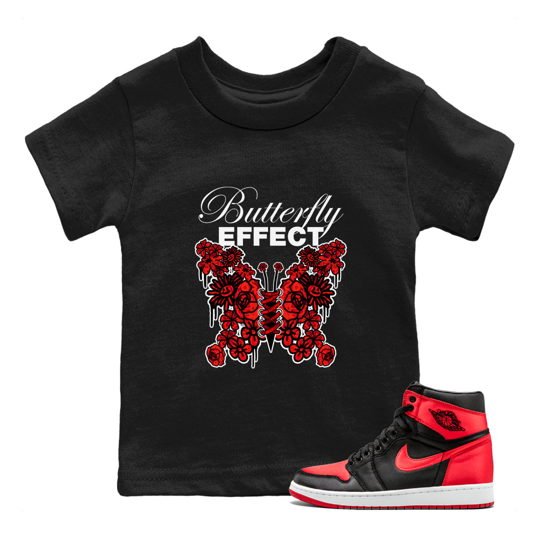 Butterfly Effect snkmatch Tee Kids - Air Jordan 1 Satin Bred