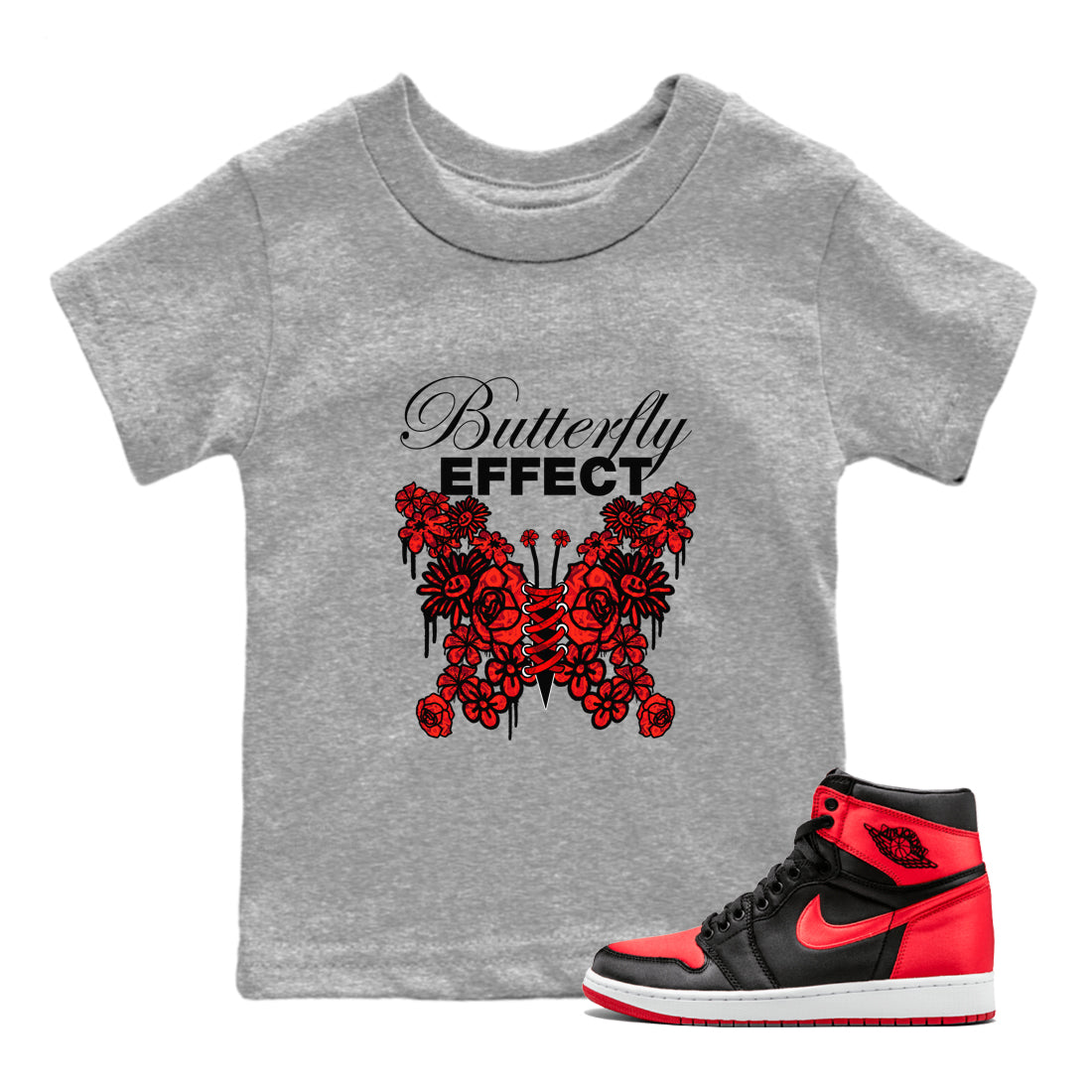 Butterfly Effect snkmatch Tee Kids - Air Jordan 1 Satin Bred