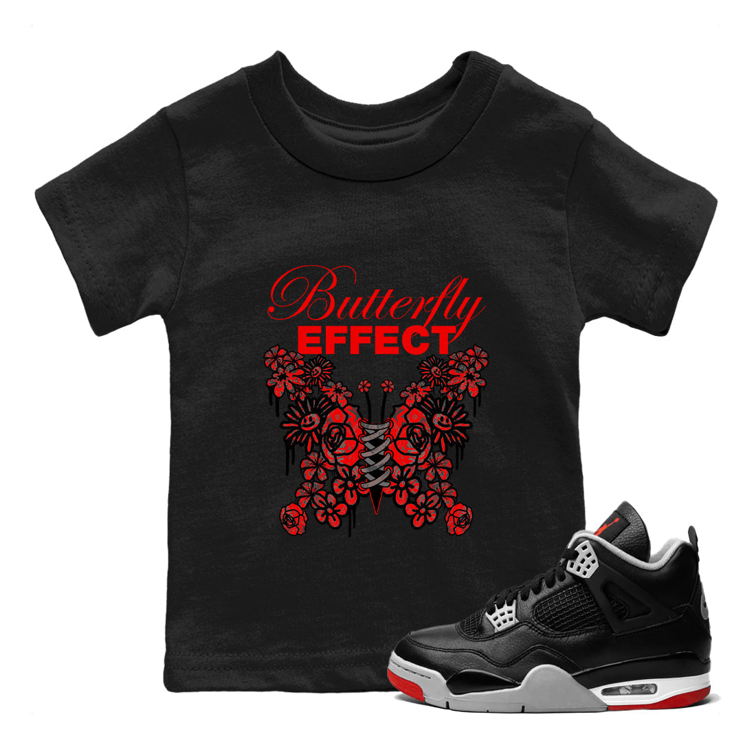 Butterfly Effect snkmatch Tee Kids - Air Jordan 4 Bred Reimagined