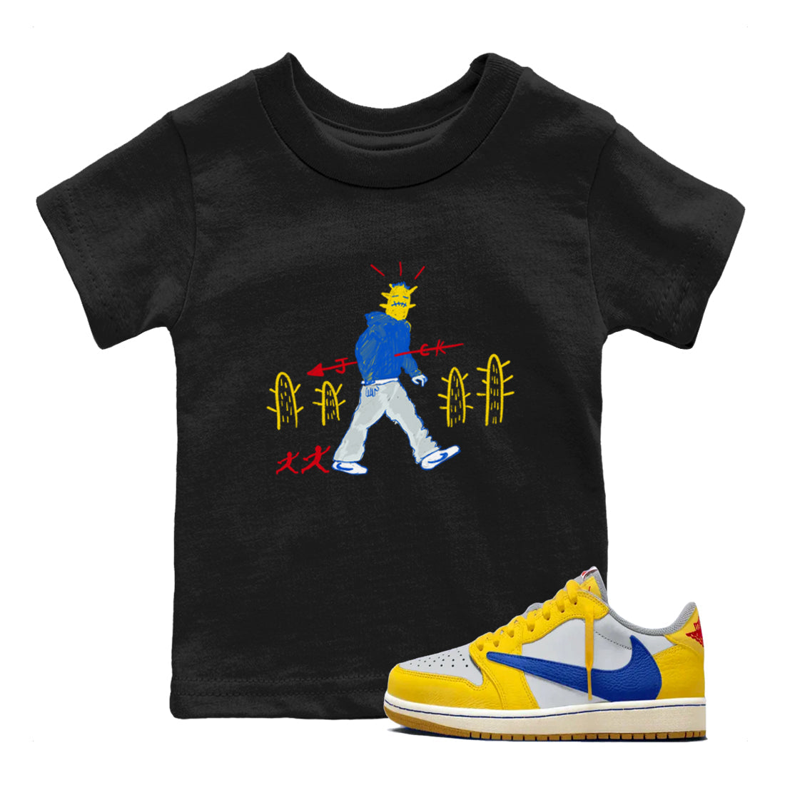 Cactus Man snkmatch Tees Kids - Air Jordan 1 Travis Scott Canary