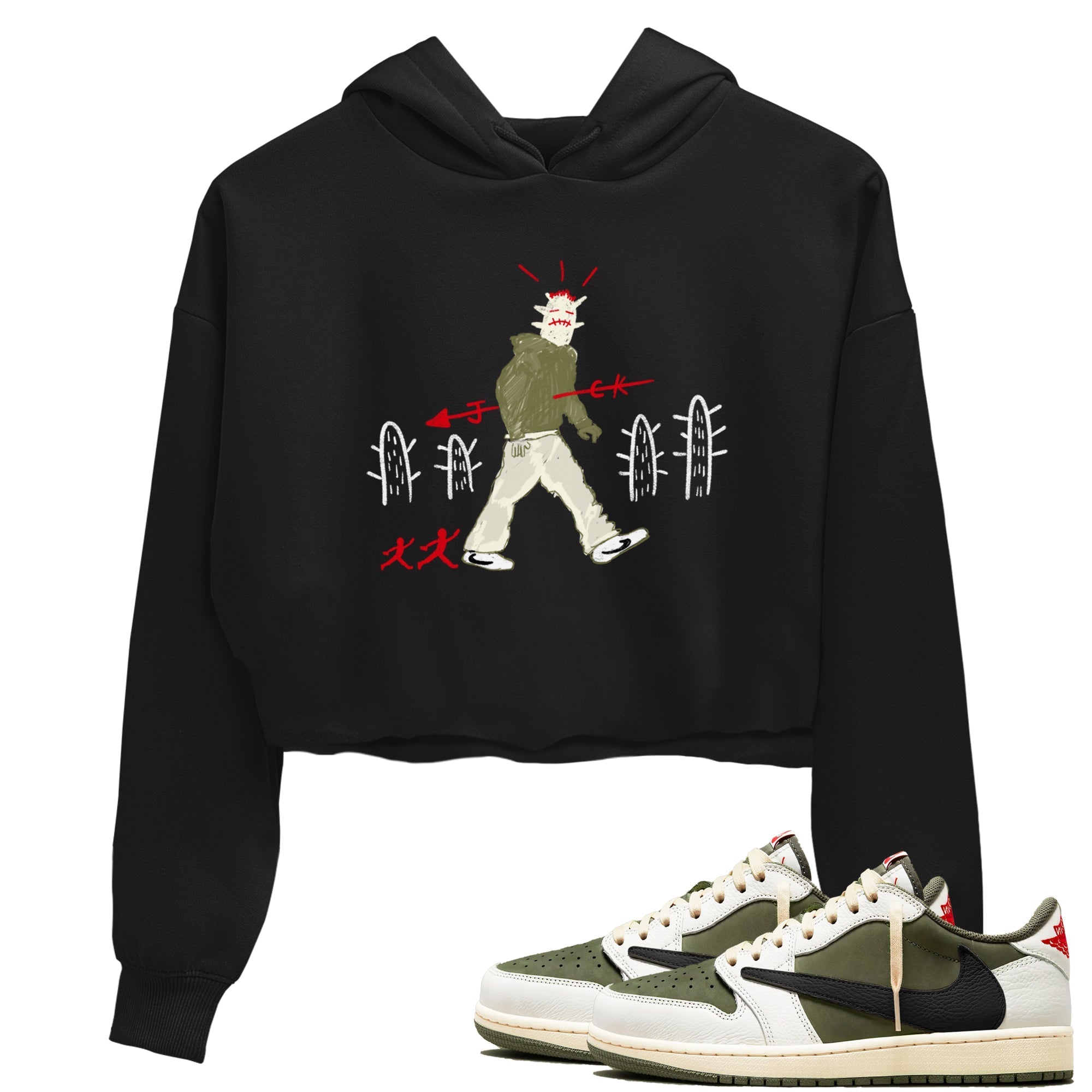 Cactus Man snkmatch Women's Top - Air Jordan 1 Travis Scott Medium Olive