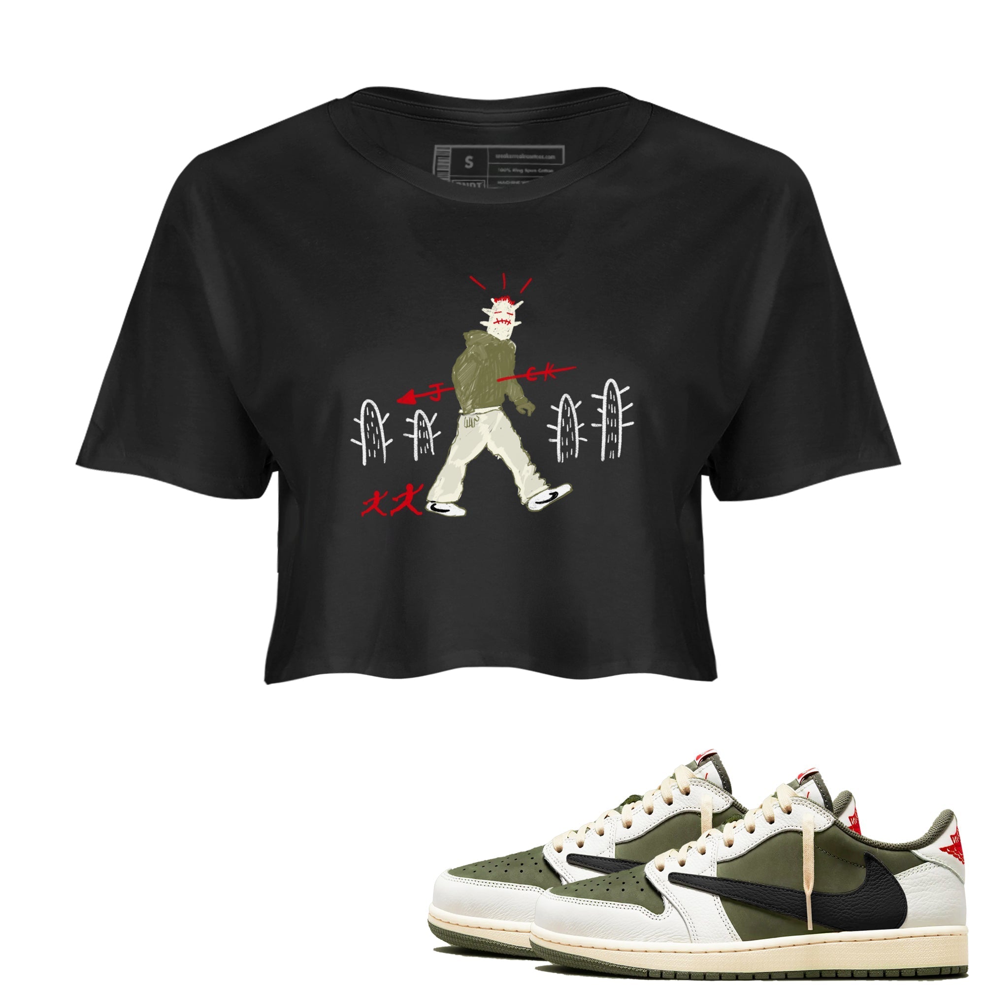 Cactus Man snkmatch Women's Top - Air Jordan 1 Travis Scott Medium Olive