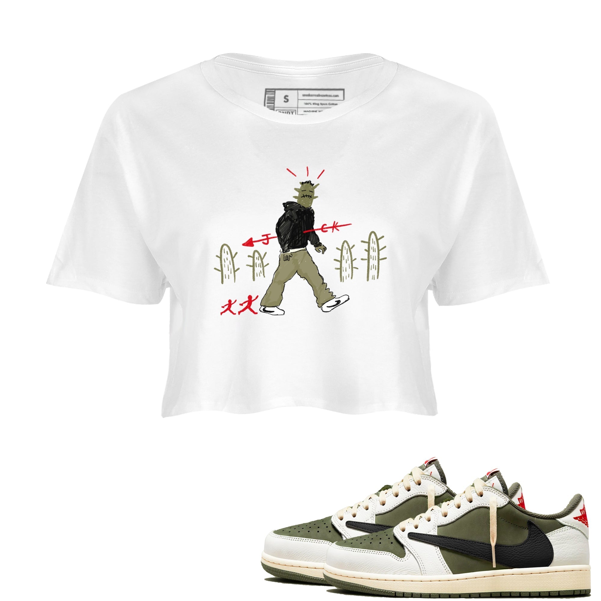Cactus Man snkmatch Women's Top - Air Jordan 1 Travis Scott Medium Olive