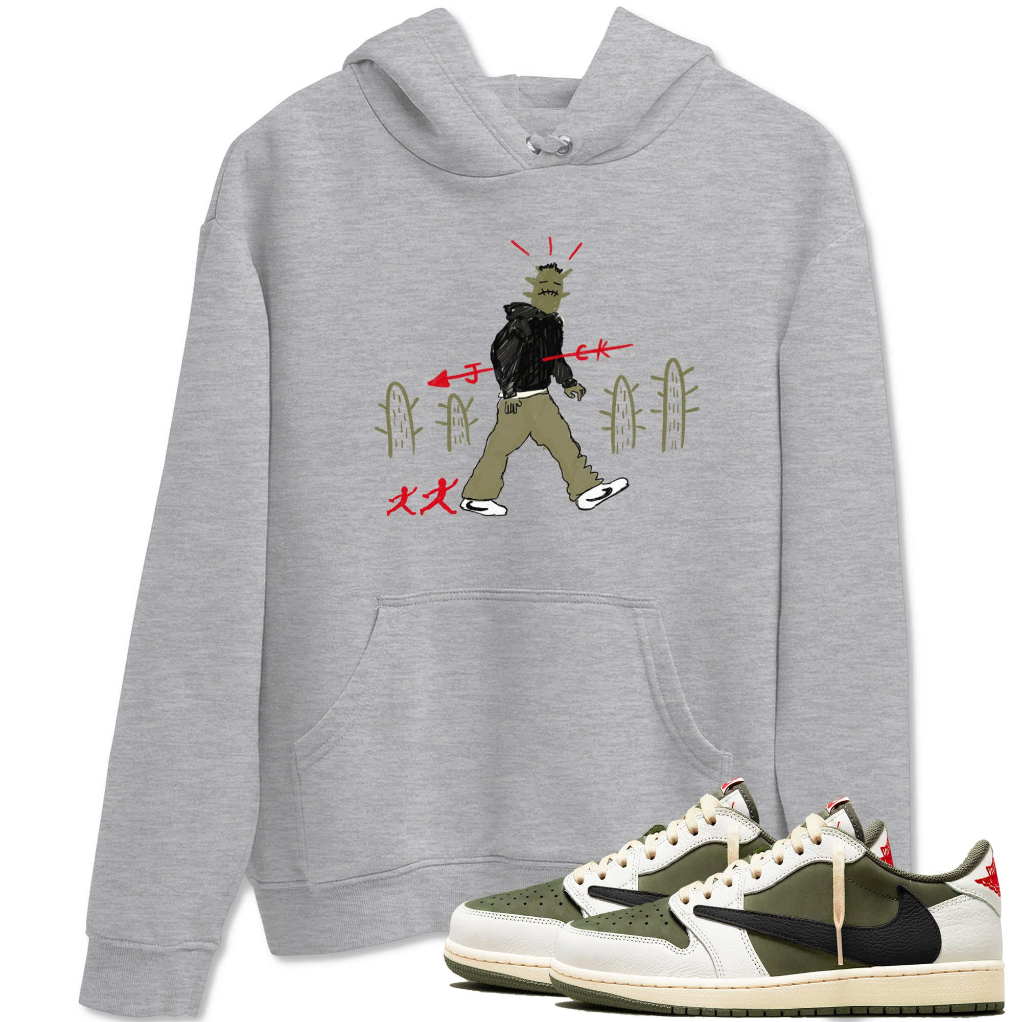 Cactus Man snkmatch Tees - Air Jordan 1 Travis Scott Medium Olive