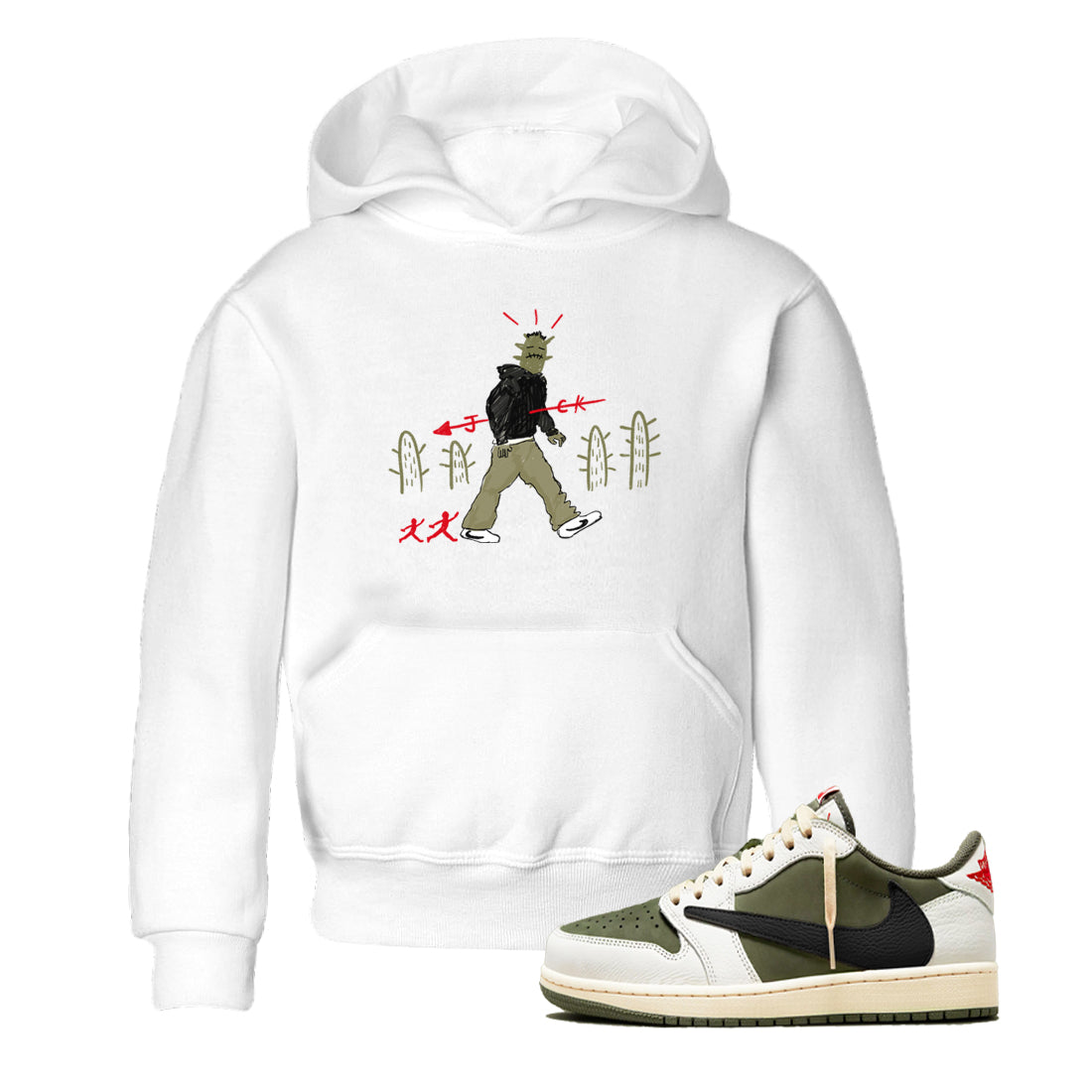 Cactus Man snkmatch Tees Kids - Air Jordan 1 Travis Scott Medium Olive
