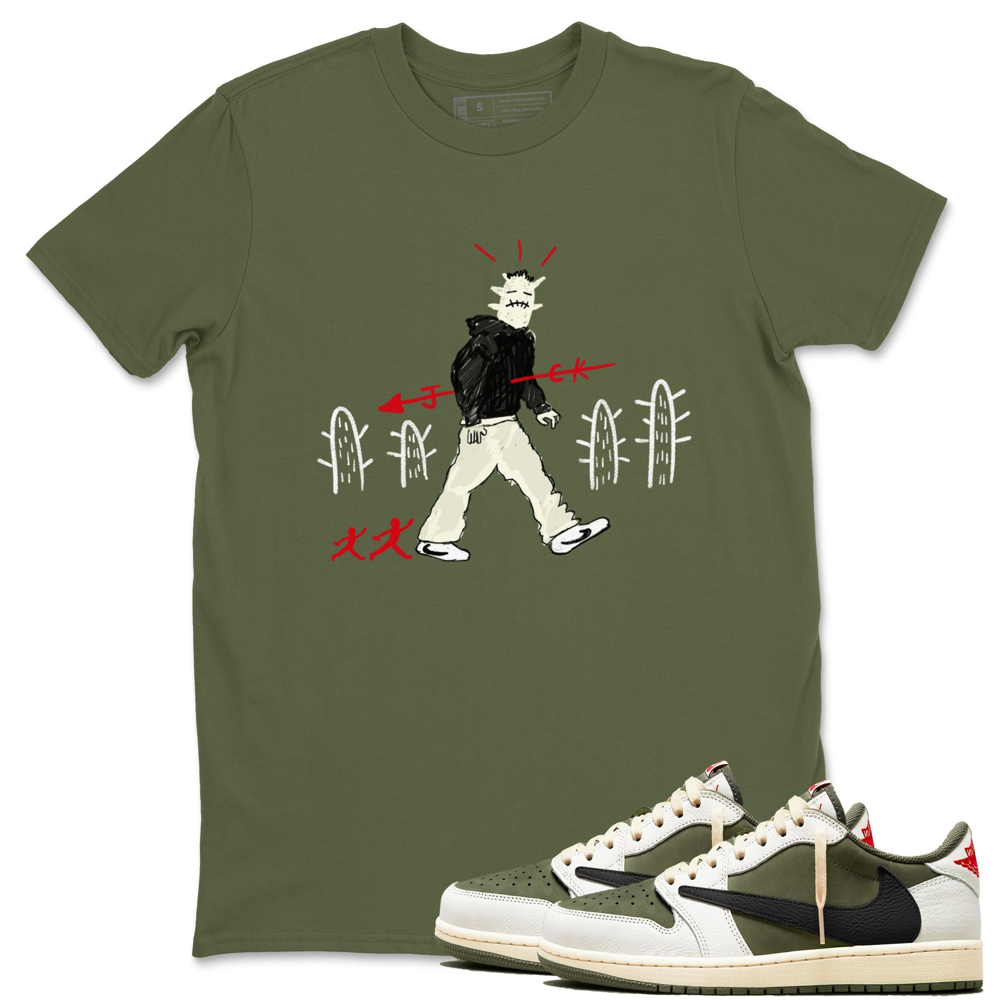Cactus Man snkmatch Tees - Air Jordan 1 Travis Scott Medium Olive