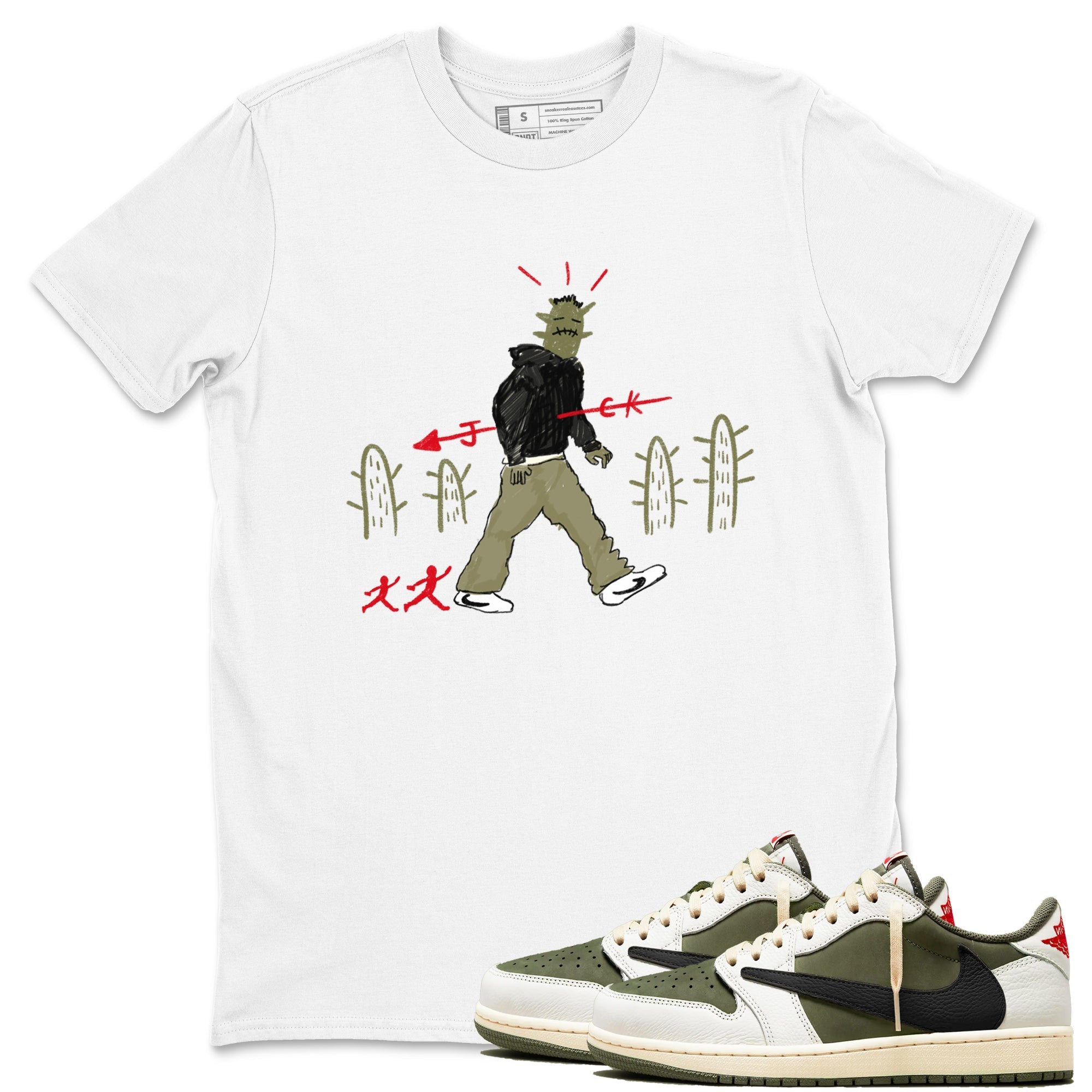 Cactus Man snkmatch Tees - Air Jordan 1 Travis Scott Medium Olive