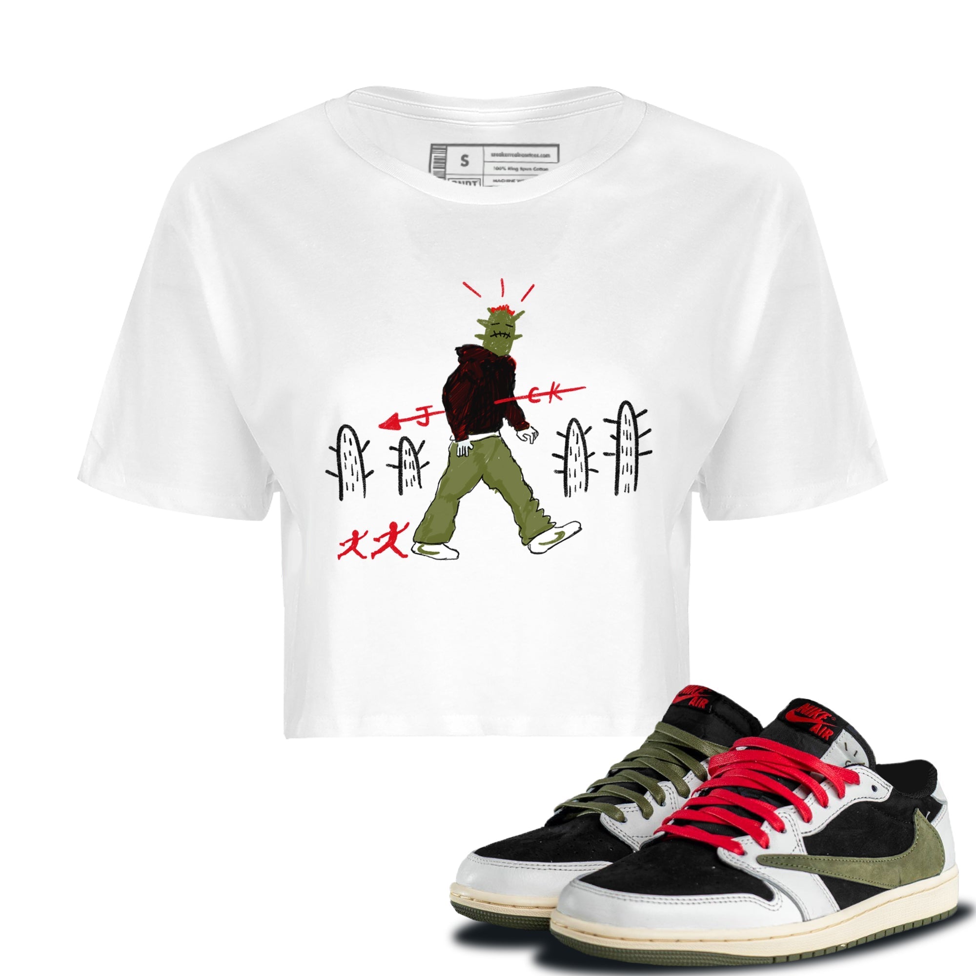 Cactus Man snkmatch Women's Top - Air Jordan 1 Travis Scott Olive