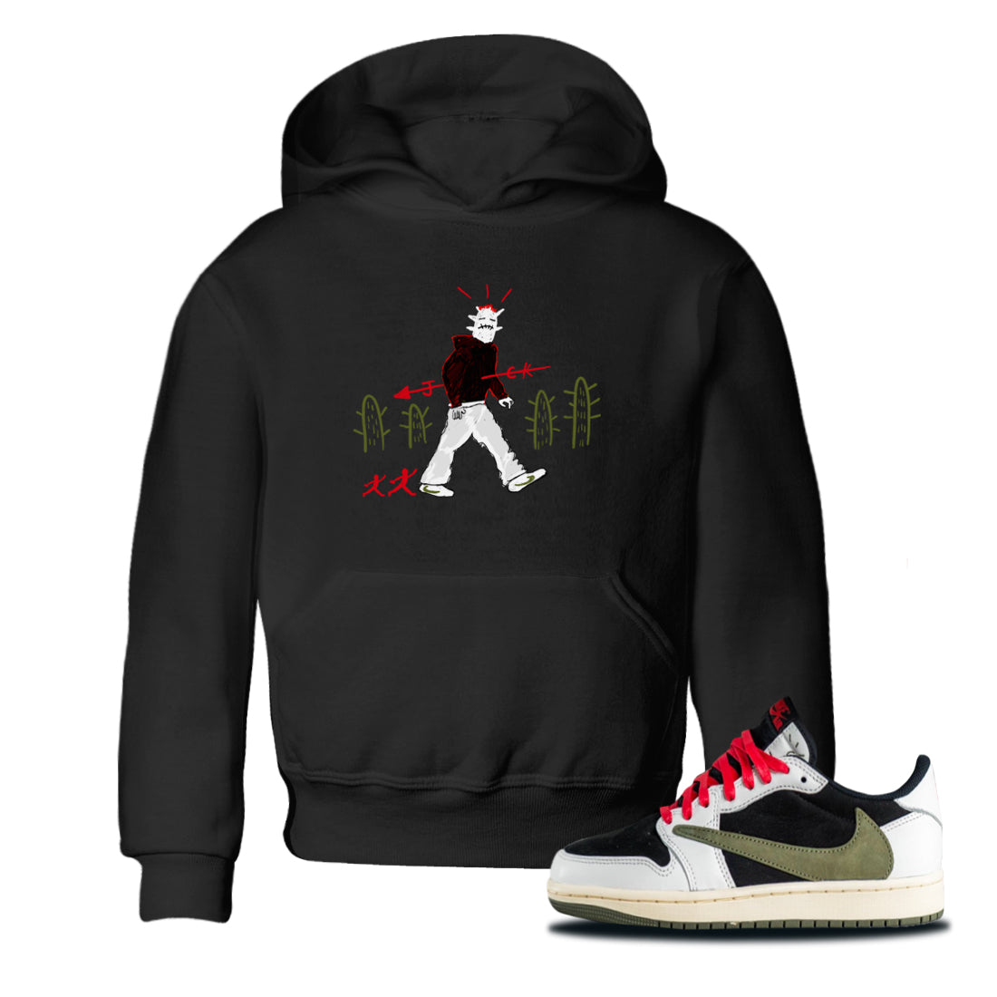 Cactus Man snkmatch Tees Kids - Air Jordan 1 Travis Scott Olive