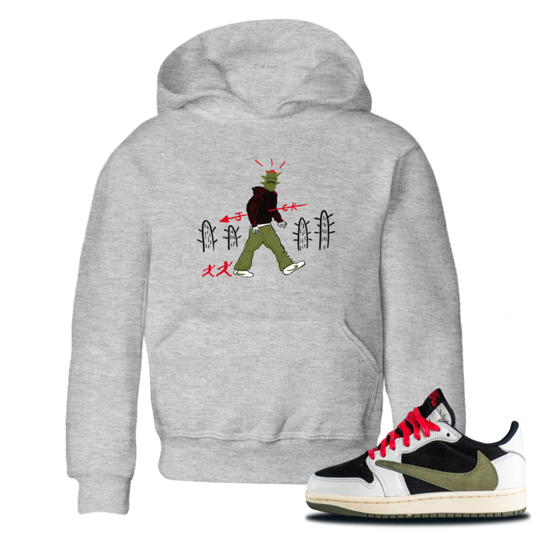 Cactus Man snkmatch Tees Kids - Air Jordan 1 Travis Scott Olive