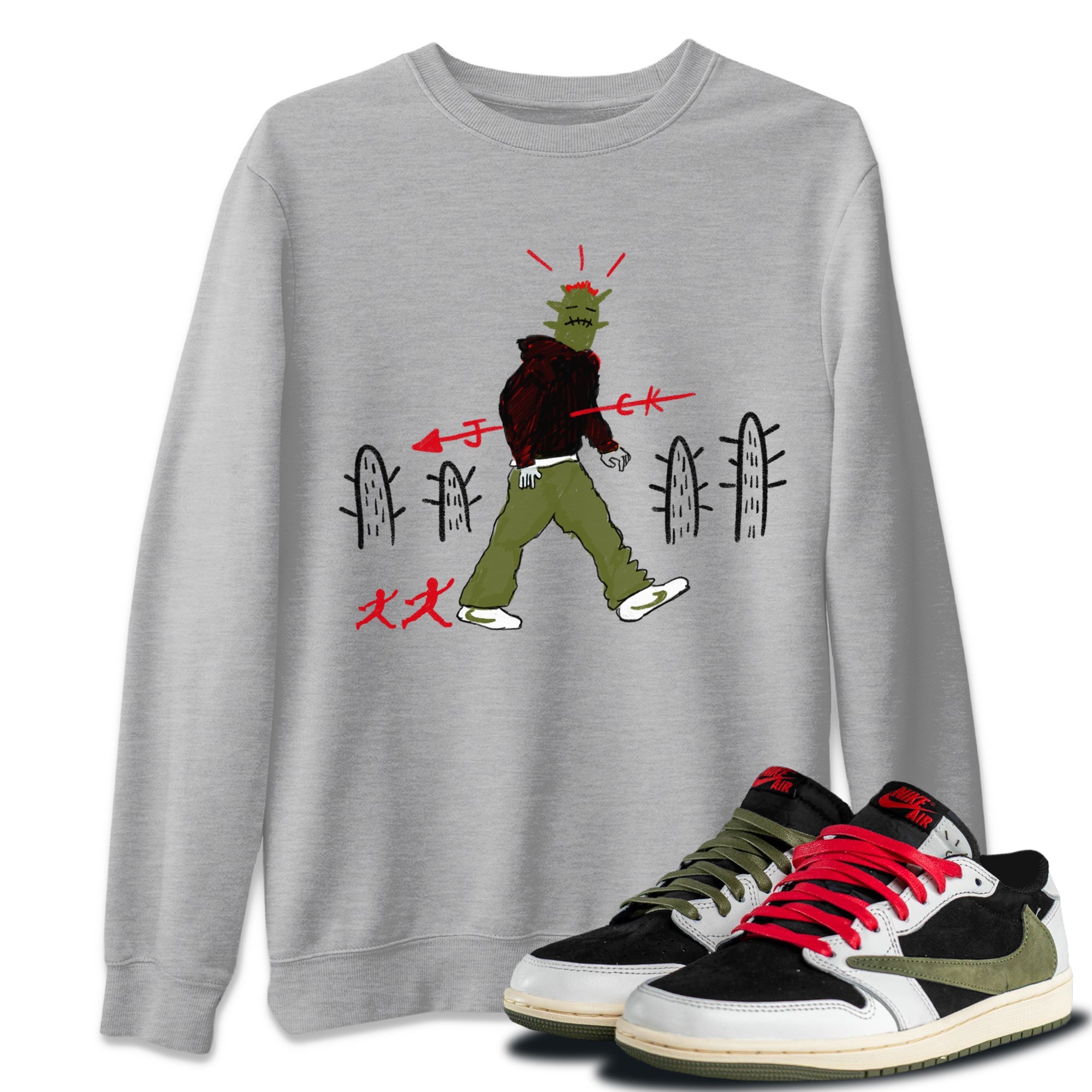 Cactus Man snkmatch Tees - Air Jordan 1 Travis Scott Olive