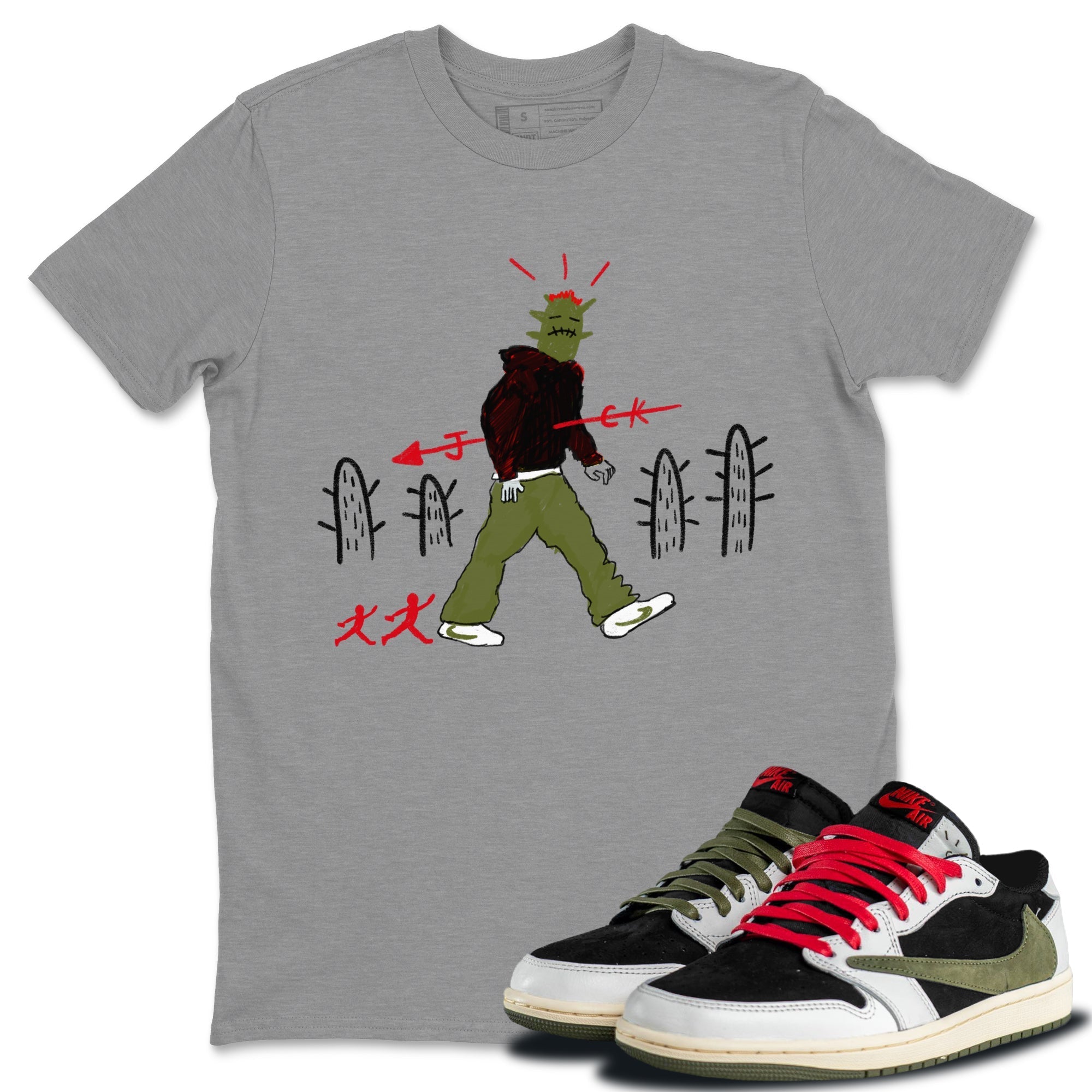 Cactus Man snkmatch Tees - Air Jordan 1 Travis Scott Olive