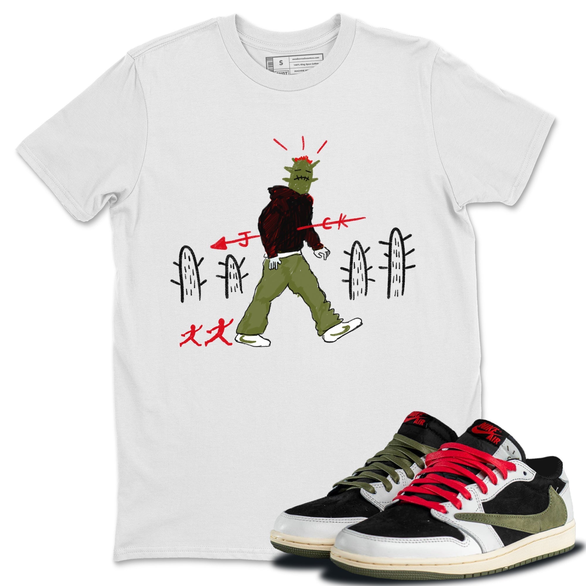 Cactus Man snkmatch Tees - Air Jordan 1 Travis Scott Olive