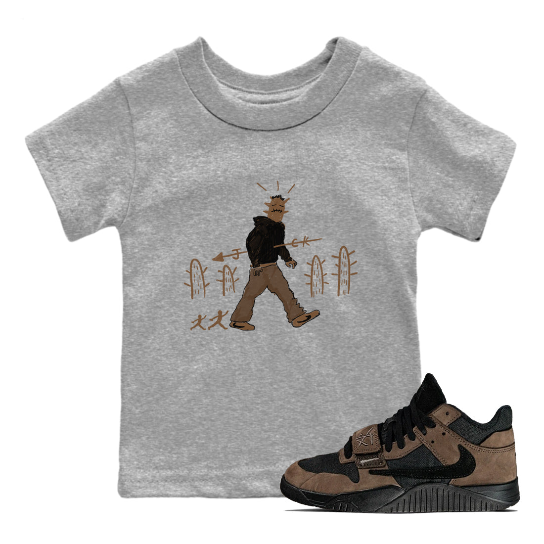 Cactus Man snkmatch Tees Kids - Jordan Jumpman Jack Travis Scott Dark Mocha