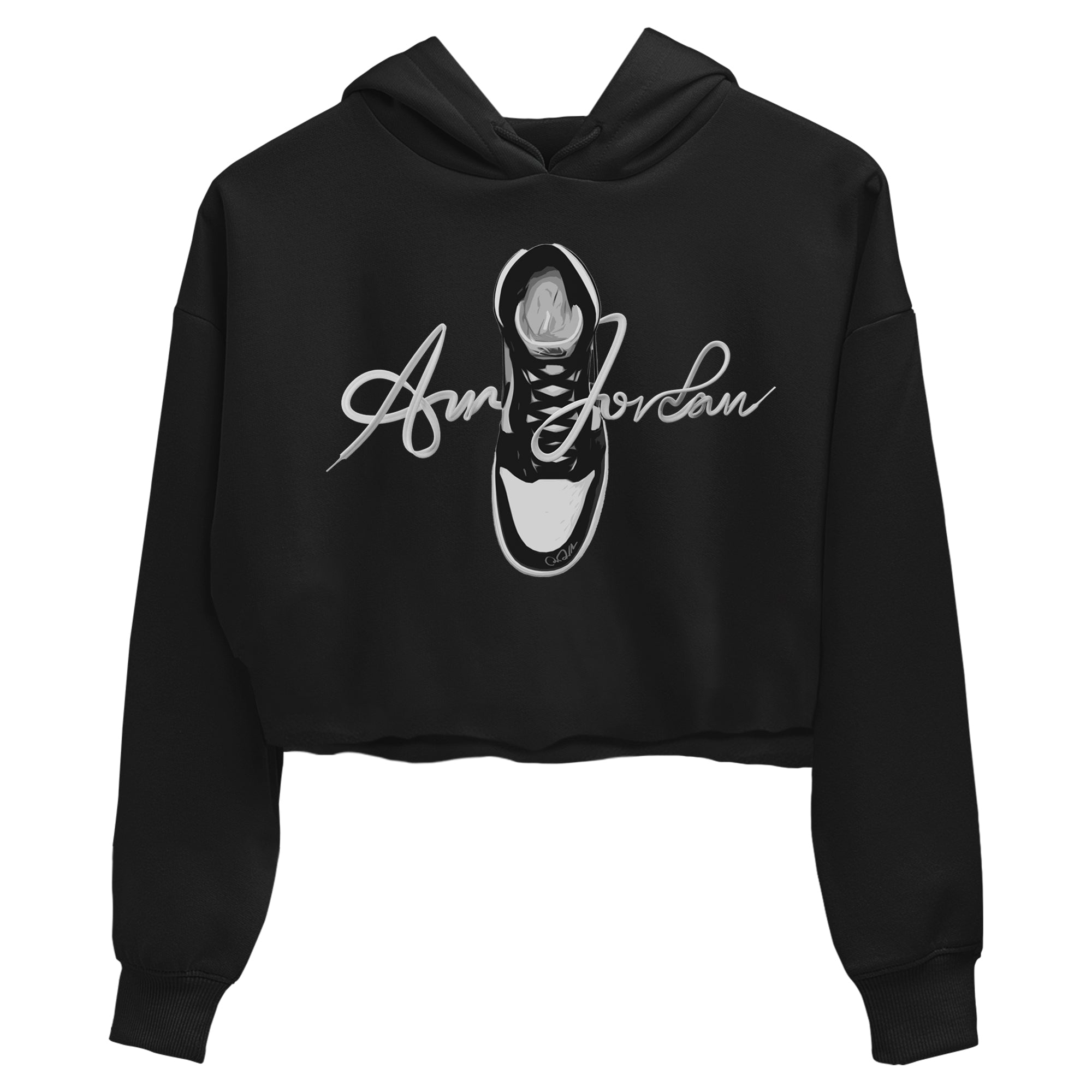 Caligraphy Shoe Lace Women's Tops - Air Jordan 1 Black White