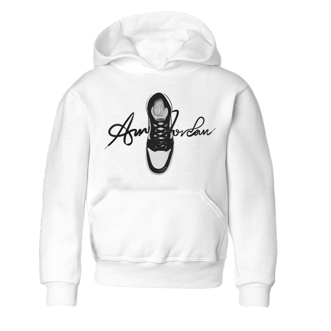 Caligraphy Shoe Lace Kids Tops - Air Jordan 1 Black White