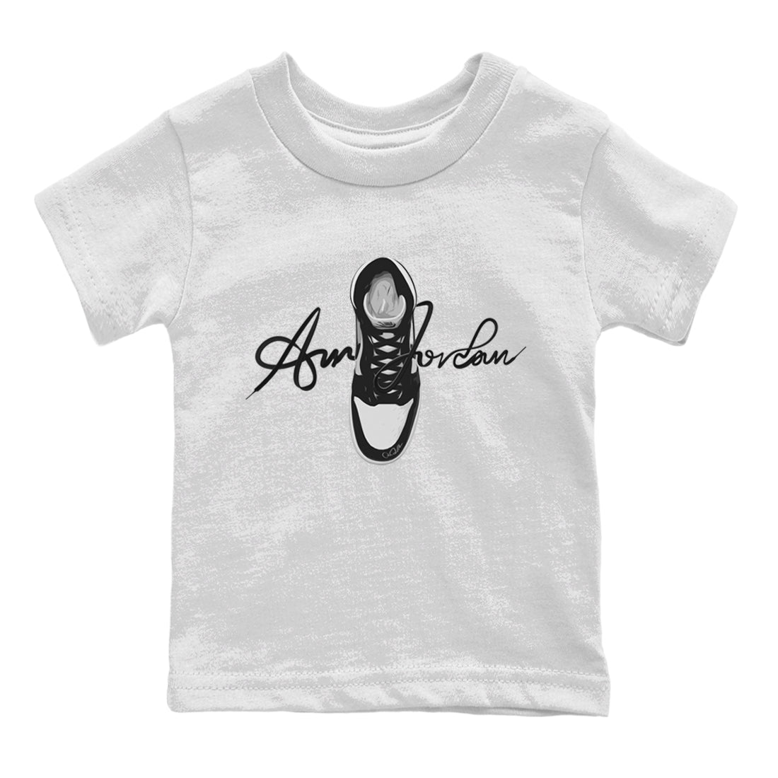 Caligraphy Shoe Lace Kids Tops - Air Jordan 1 Black White