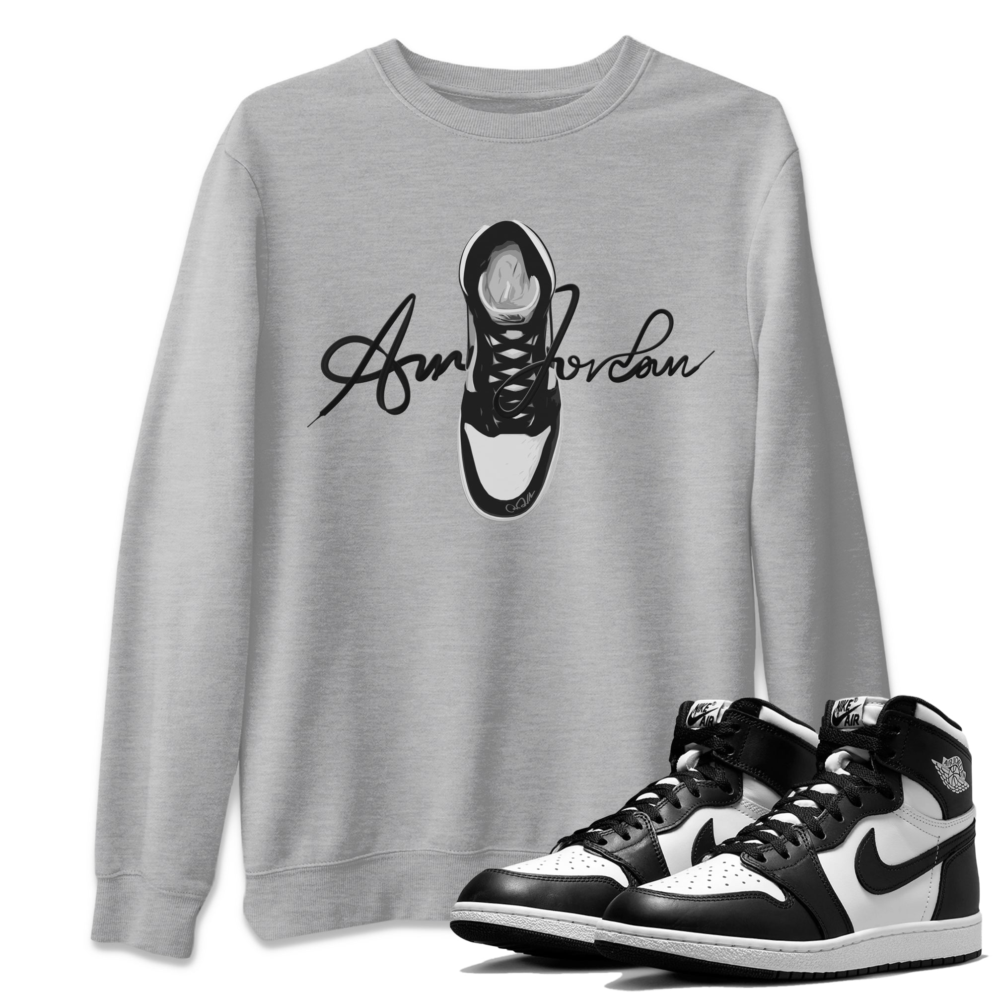 Caligraphy Shoe Lace Unisex Tops - Air Jordan 1 Black White