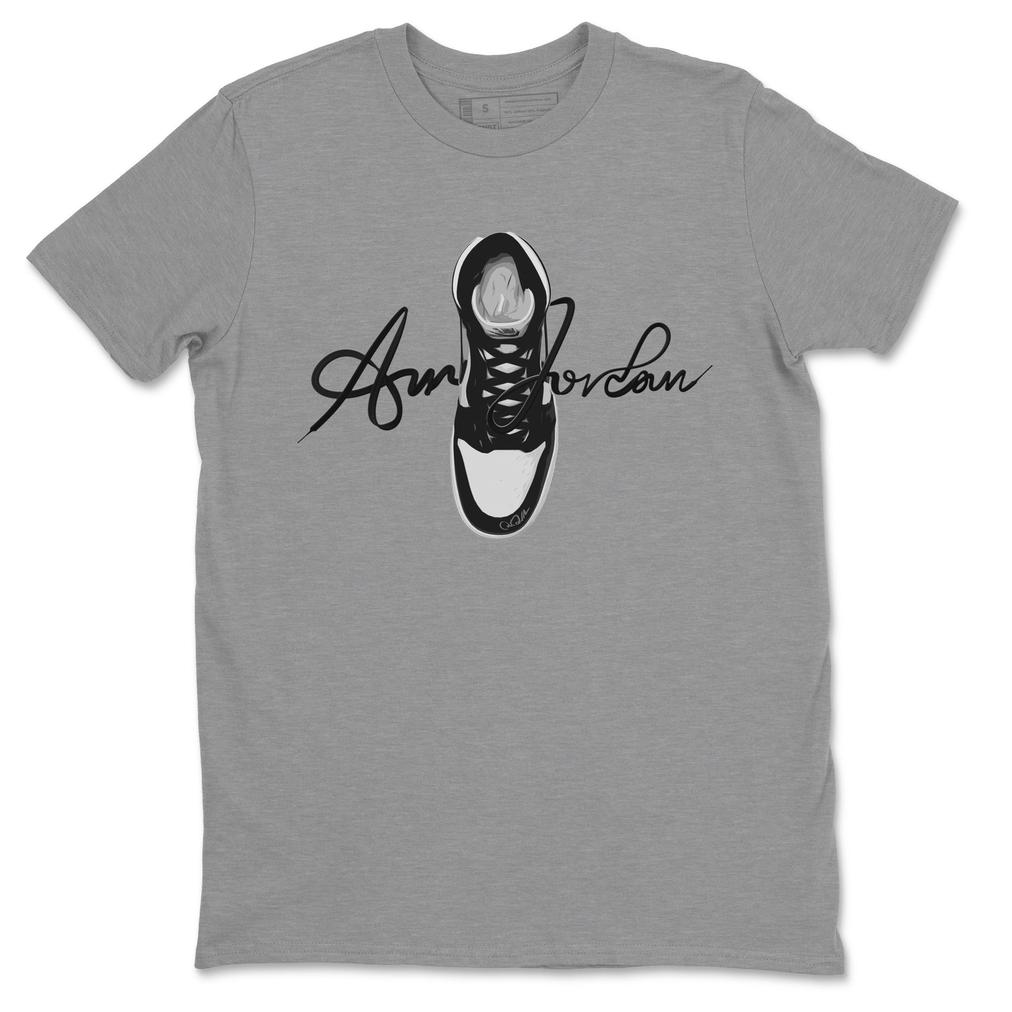 Caligraphy Shoe Lace Unisex Tops - Air Jordan 1 Black White