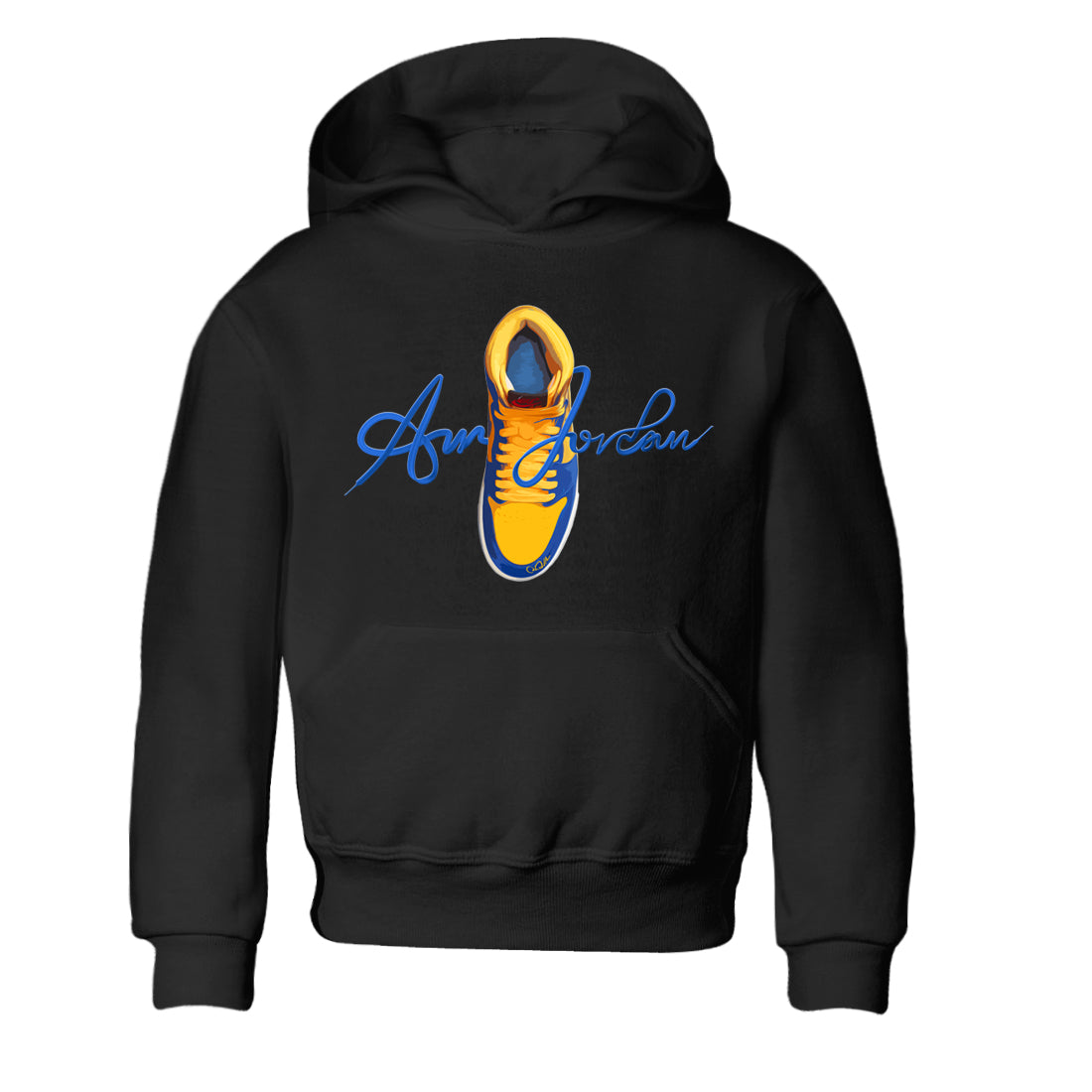 Caligraphy Shoe Lace Kids Tops - Air Jordan 1 Game Royal Varsity Maize