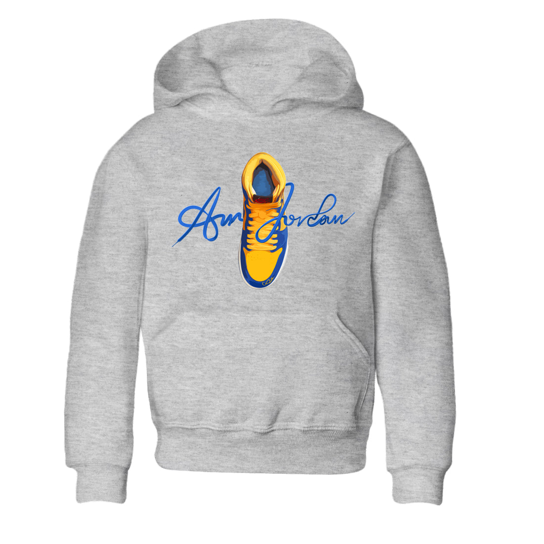 Caligraphy Shoe Lace Kids Tops - Air Jordan 1 Game Royal Varsity Maize