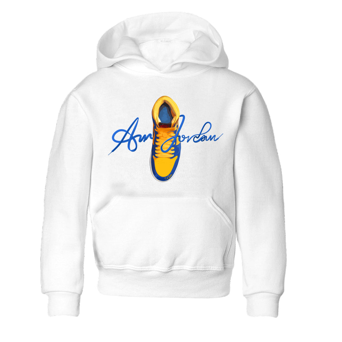 Caligraphy Shoe Lace Kids Tops - Air Jordan 1 Game Royal Varsity Maize