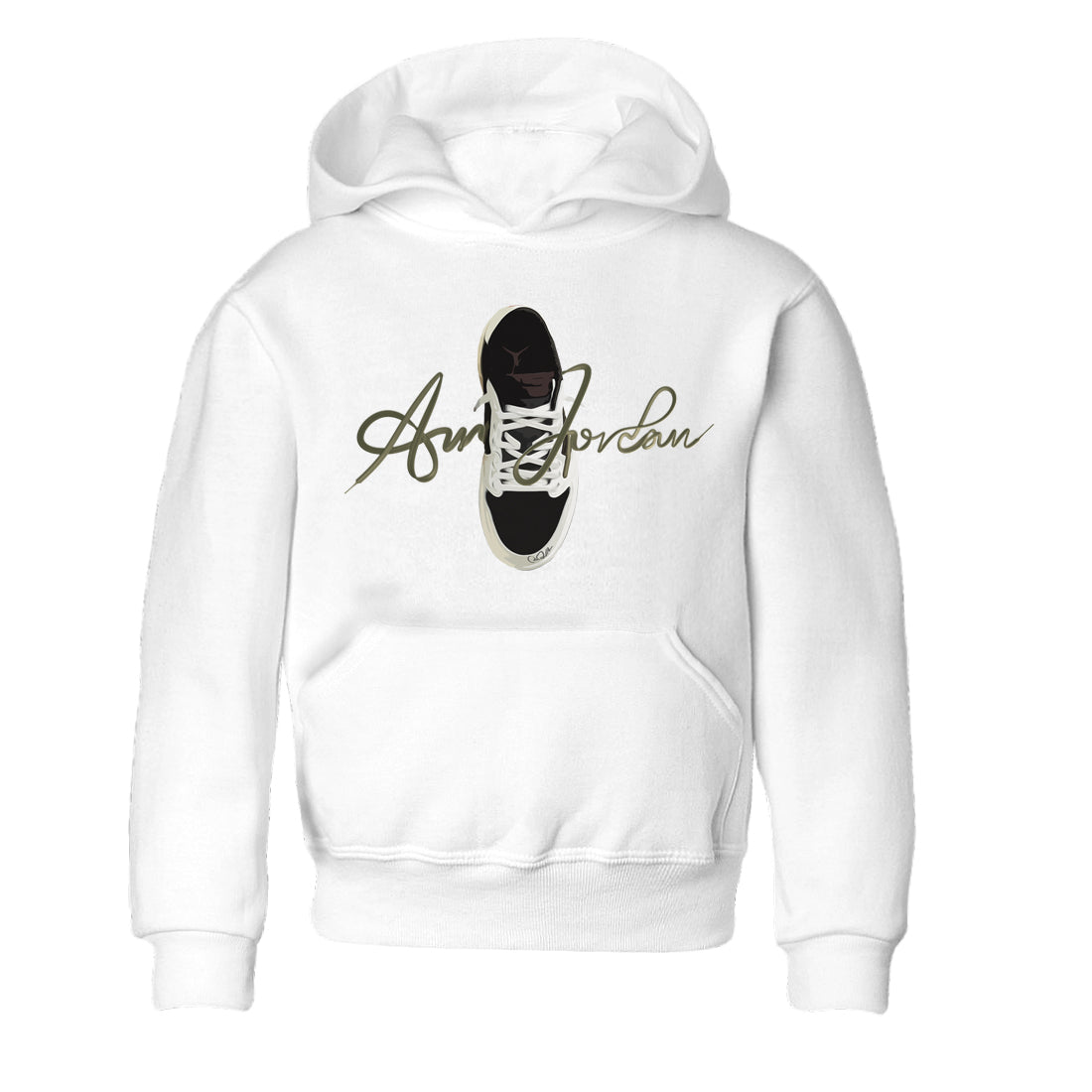 Caligraphy Shoe Lace Kids Tops - Air Jordan 1 Travis Scott Olive