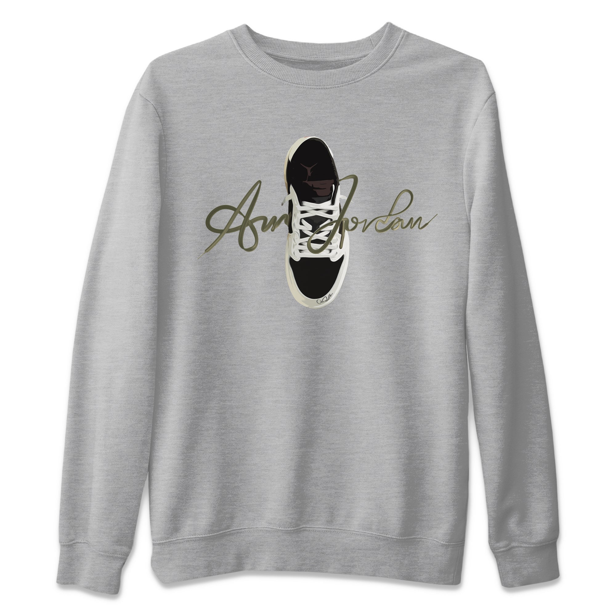 Caligraphy Shoe Lace Unisex Tops - Air Jordan 1 Travis Scott Olive