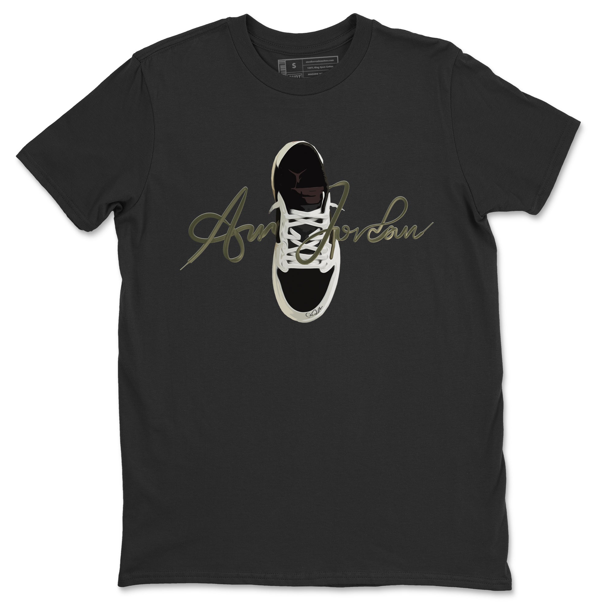 Caligraphy Shoe Lace Unisex Tops - Air Jordan 1 Travis Scott Olive