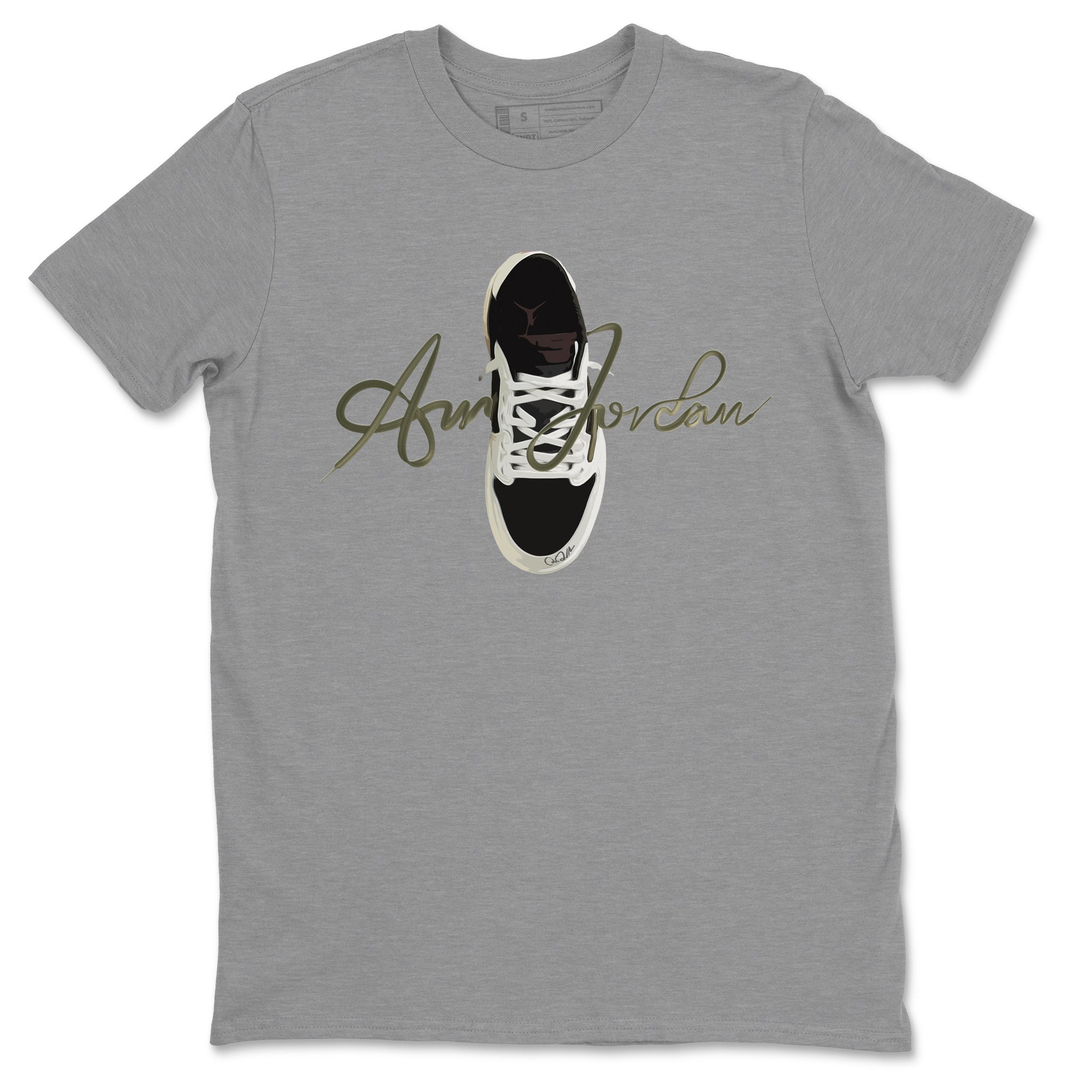 Caligraphy Shoe Lace Unisex Tops - Air Jordan 1 Travis Scott Olive