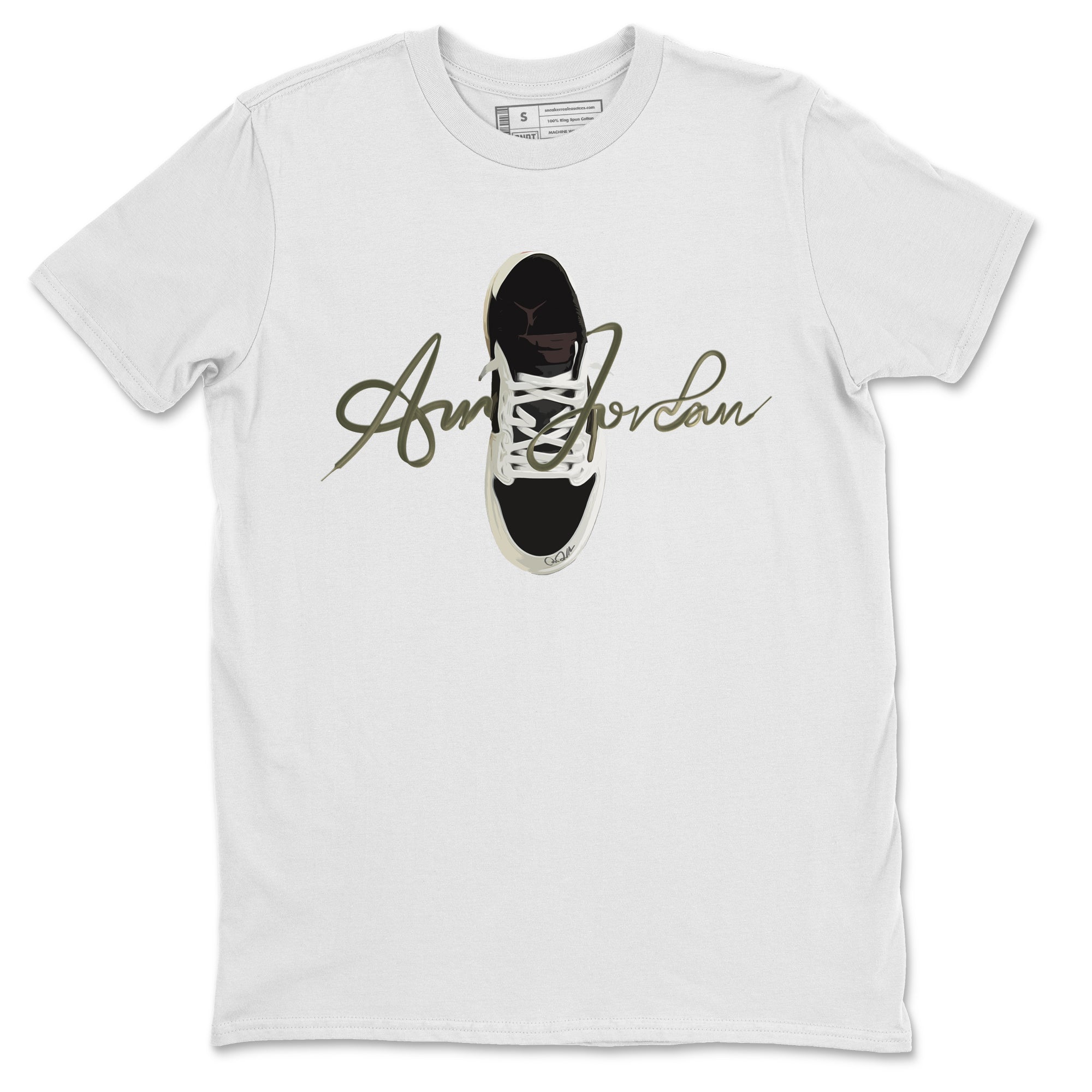 Caligraphy Shoe Lace Unisex Tops - Air Jordan 1 Travis Scott Olive