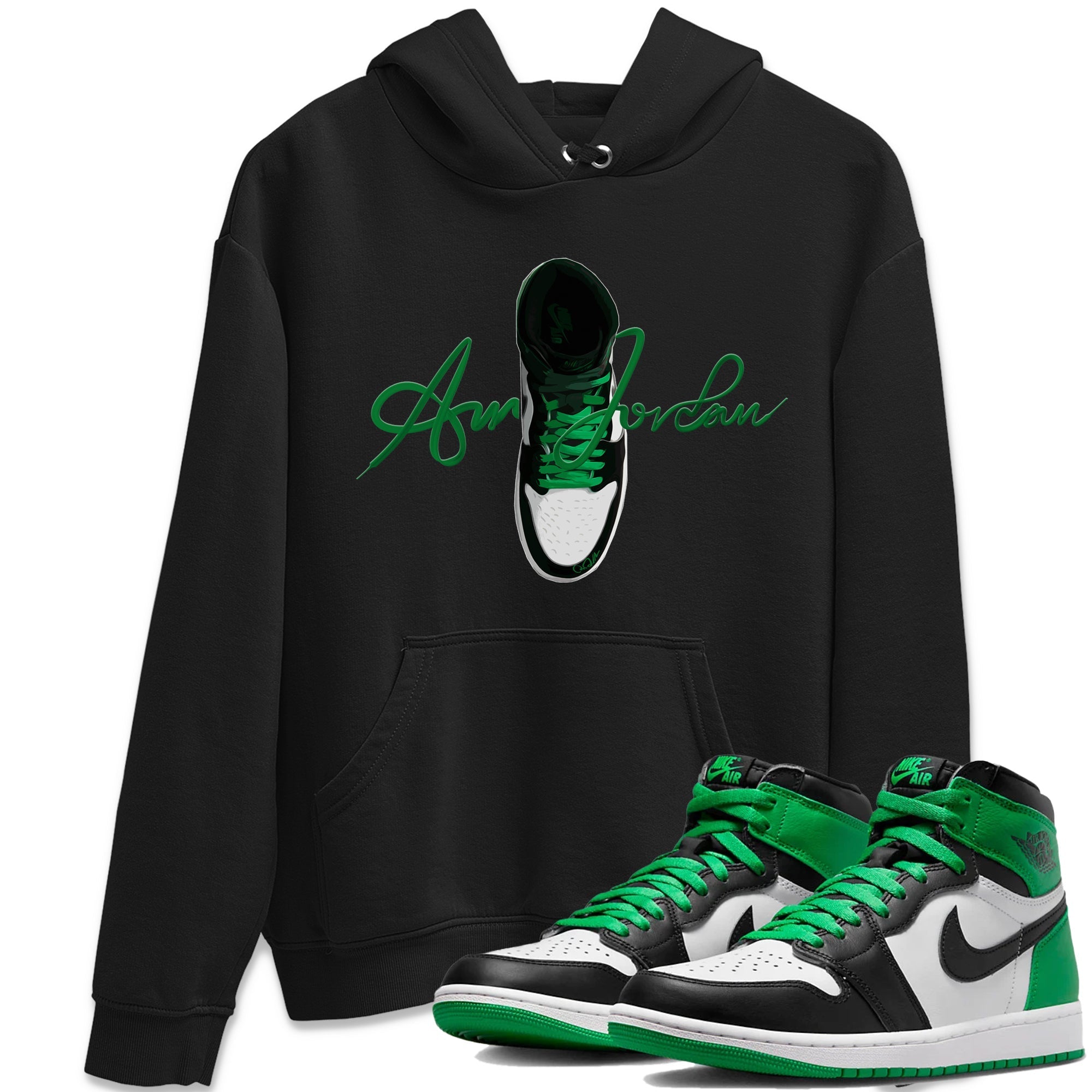 Caligraphy Shoe Lace Unisex Tops - Air Jordan 1 Celtics