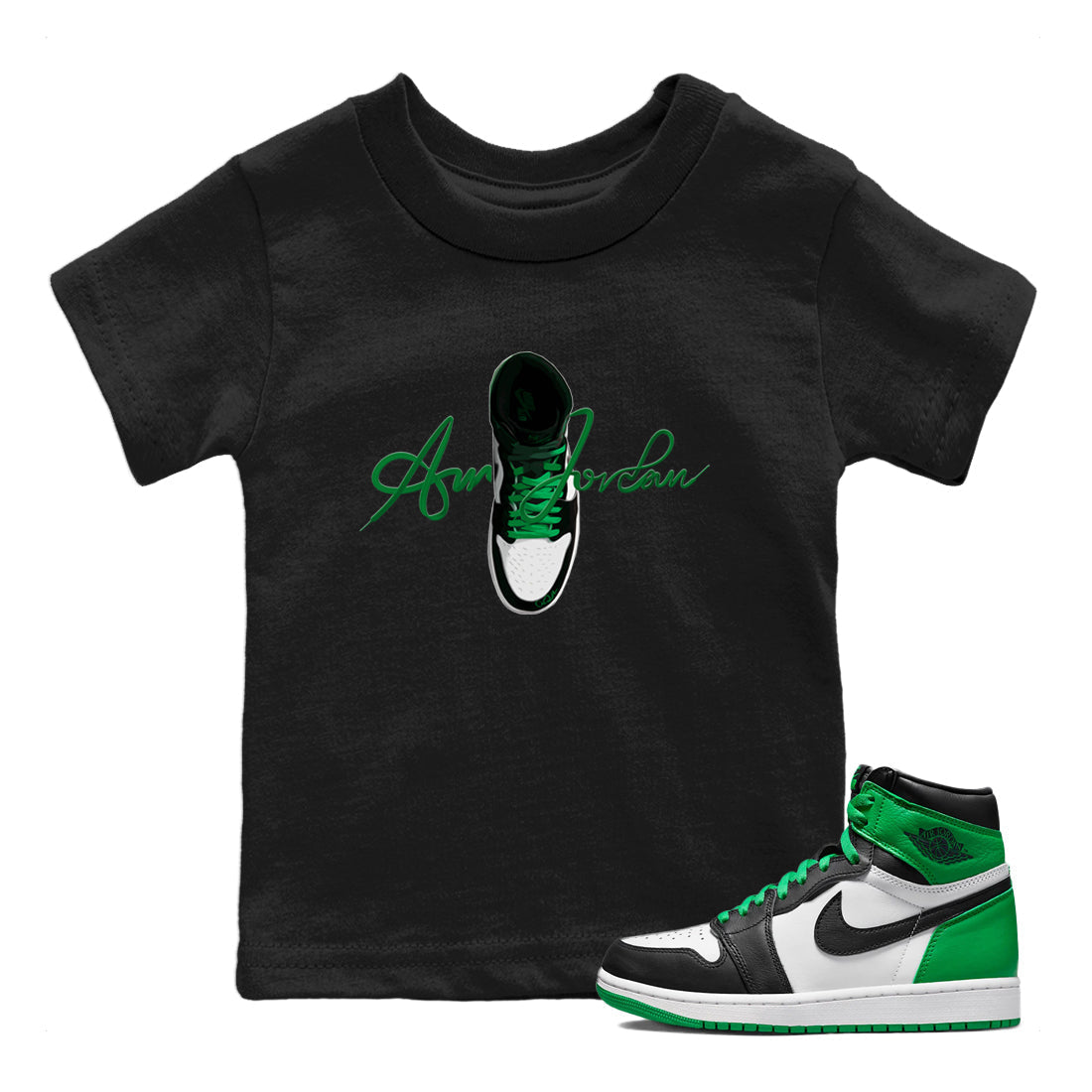 Caligraphy Shoe Lace Kids Tops - Air Jordan 1 Celtics
