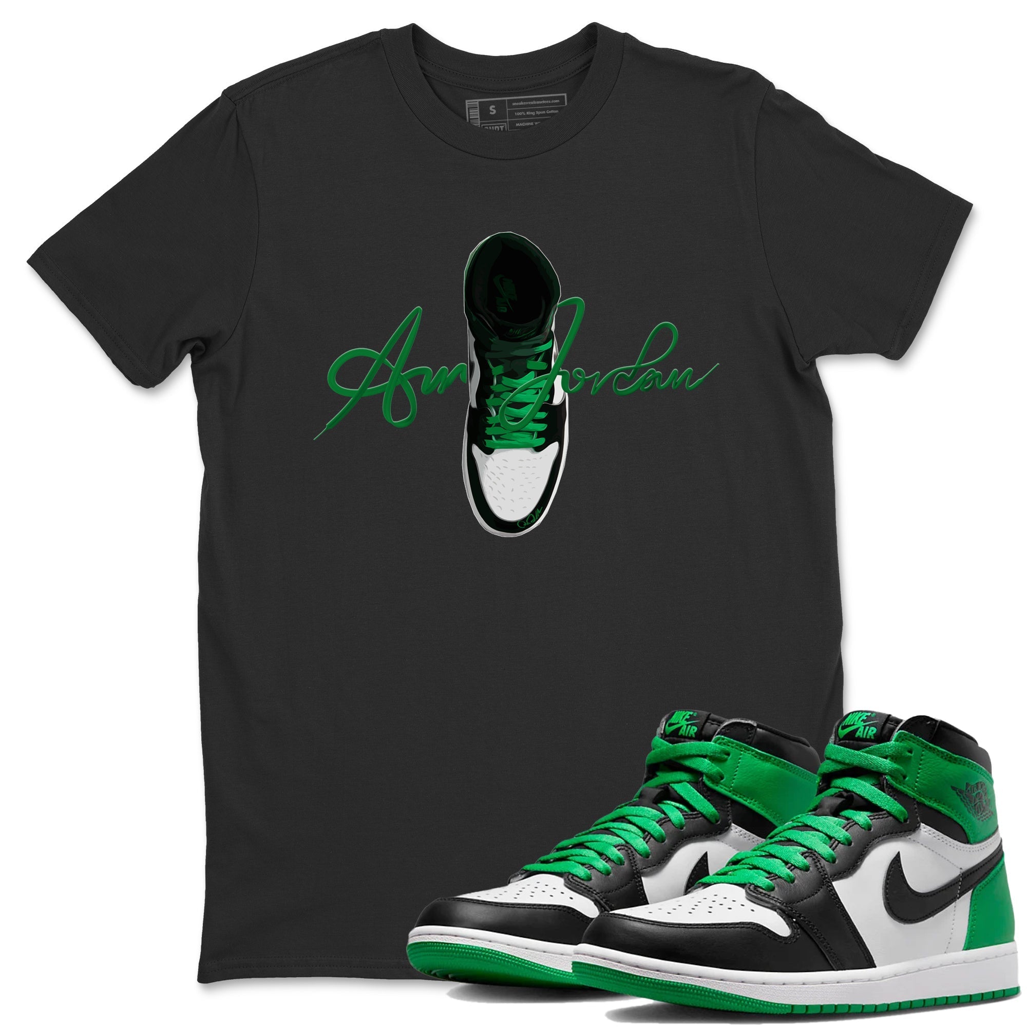Caligraphy Shoe Lace Unisex Tops - Air Jordan 1 Celtics