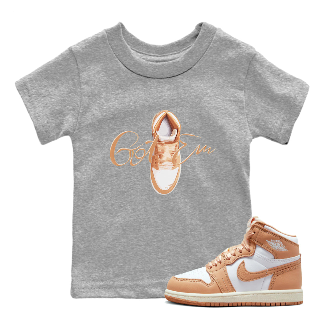 Caligraphy Shoe Lace snkmatch Tee Kids - Air Jordan 1 Praline