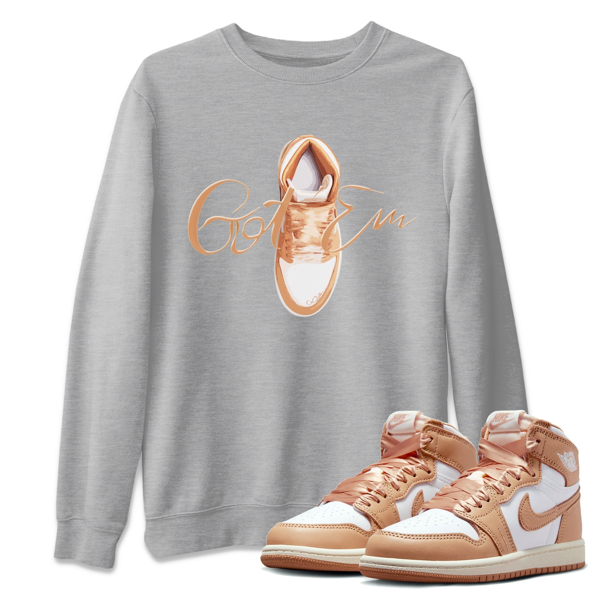 Caligraphy Shoe Lace snkmatch Tee - Air Jordan 1 Praline