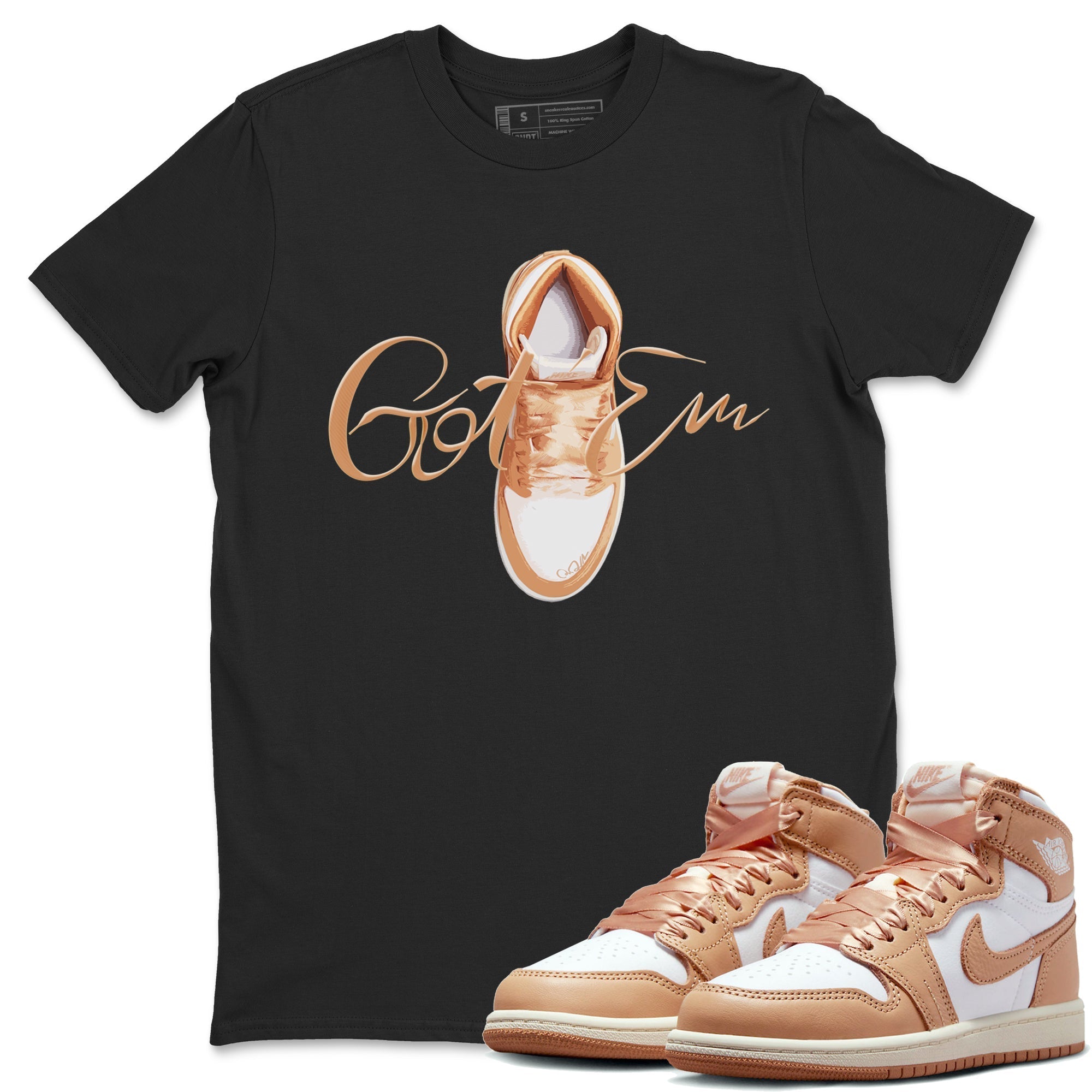 Caligraphy Shoe Lace snkmatch Tee - Air Jordan 1 Praline